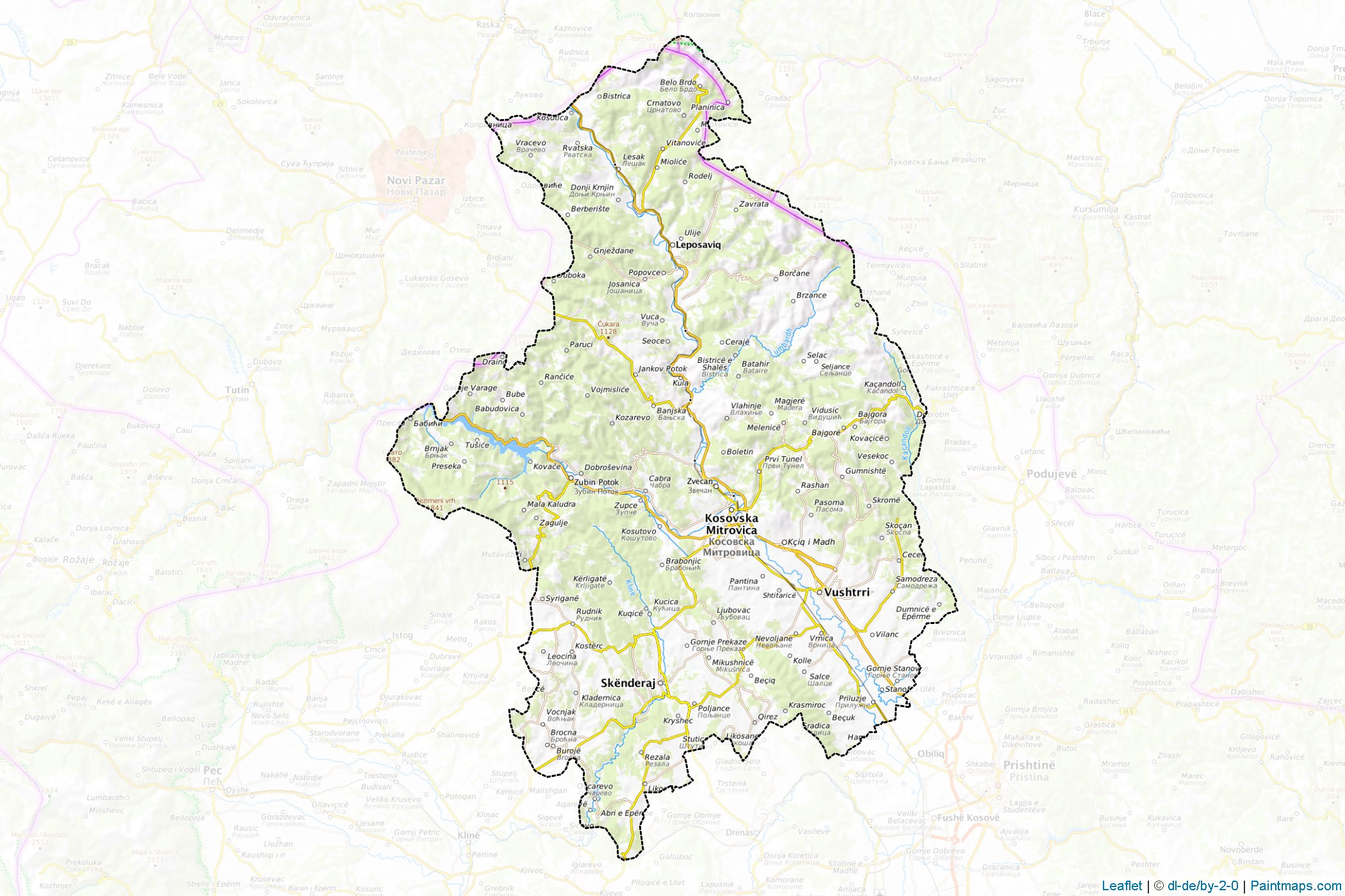 Muestras de recorte de mapas Mitrovica (Kosovo)-1