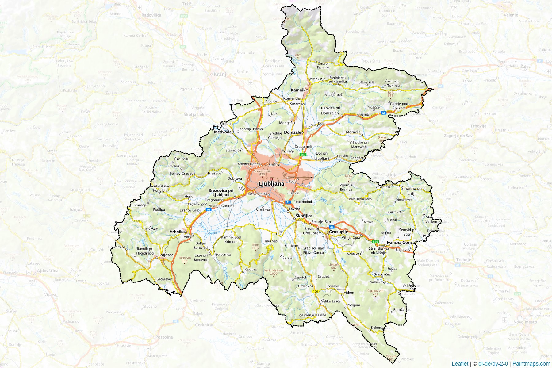 Osrednjeslovenska (Slovenya) Haritası Örnekleri-1