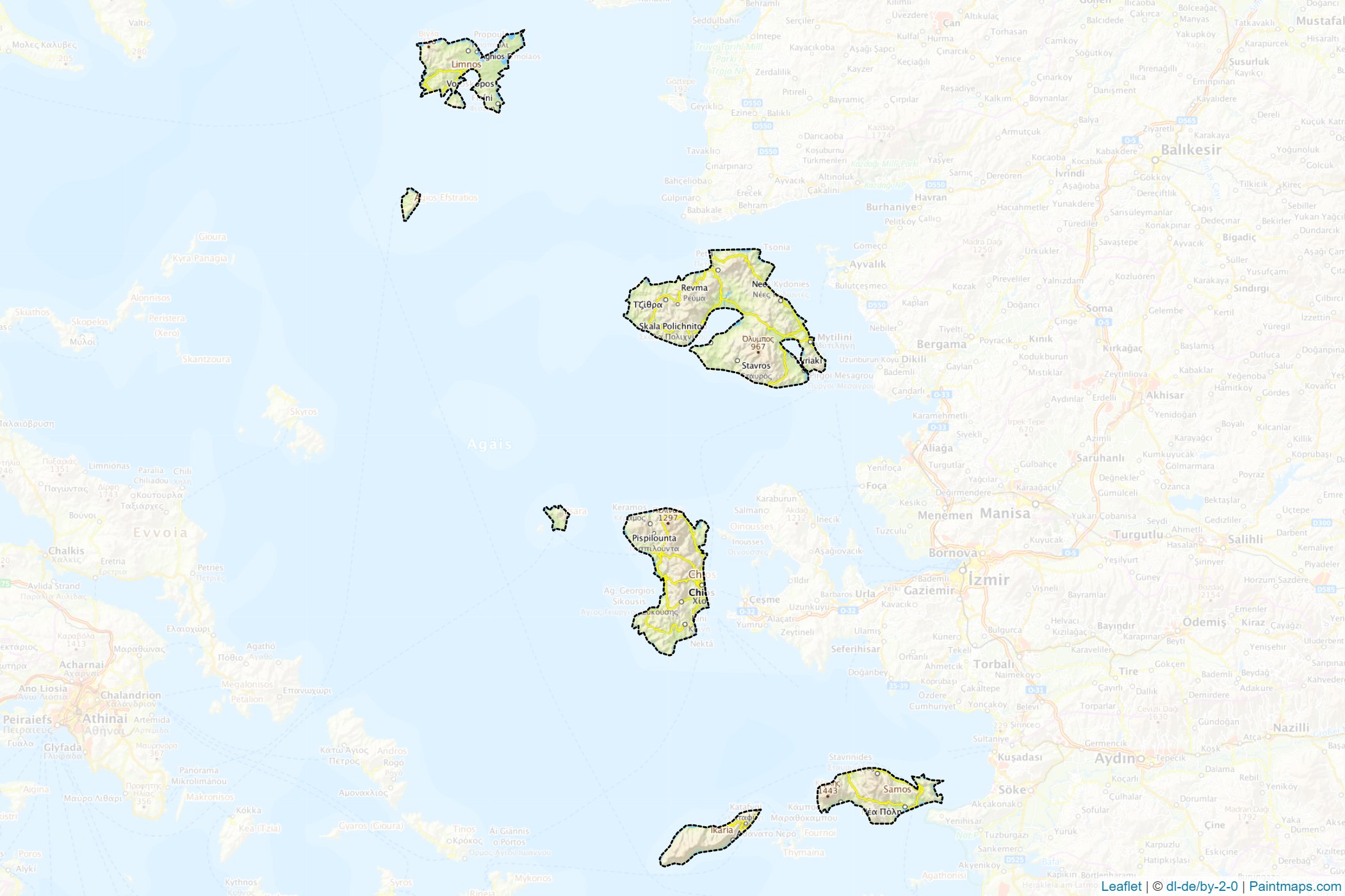 Muestras de recorte de mapas North Aegean (Grecia)-1