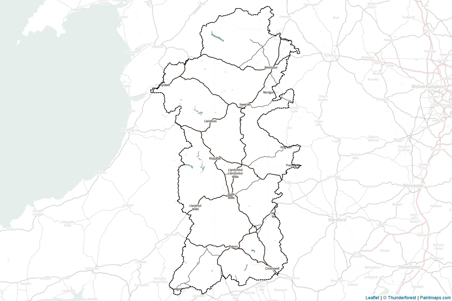 Muestras de recorte de mapas Powys (Wales)-2