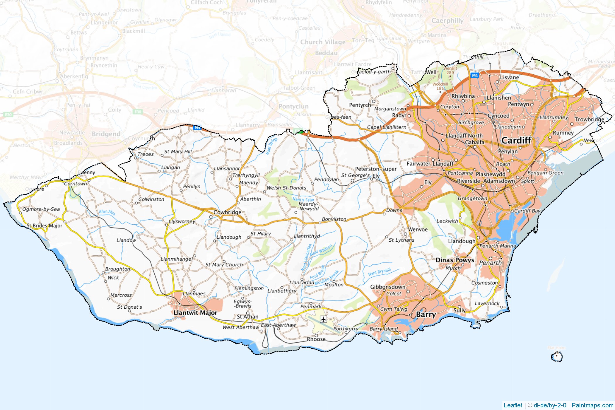 Muestras de recorte de mapas South Glamorgan (Wales)-1