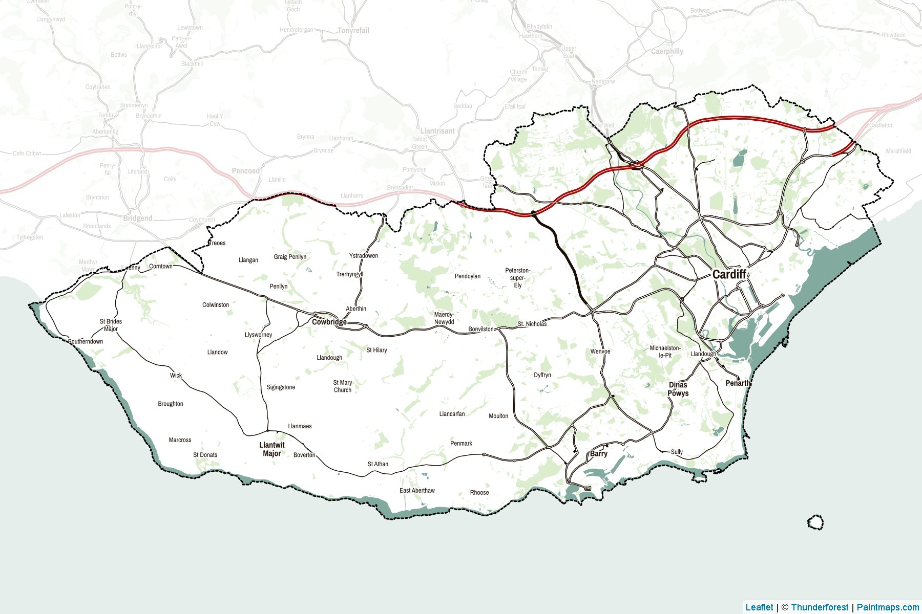 Muestras de recorte de mapas South Glamorgan (Wales)-2