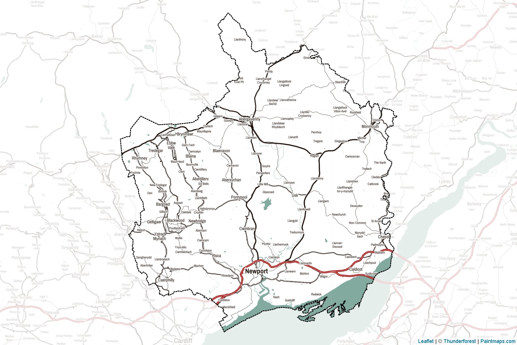 Muestras de recorte de mapas Gwent (Wales)-2