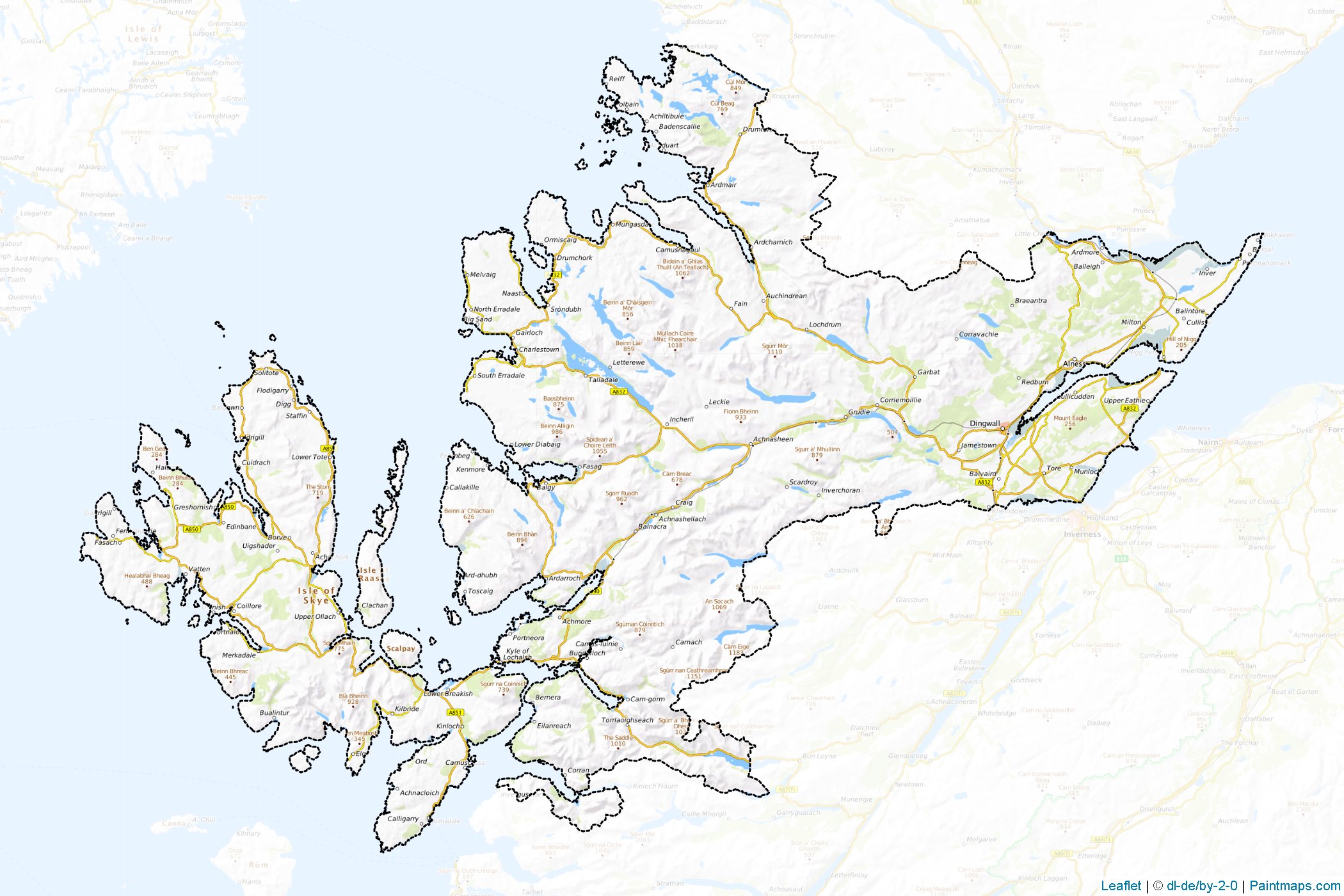 Muestras de recorte de mapas Ross and Cromarty (Scotland)-1