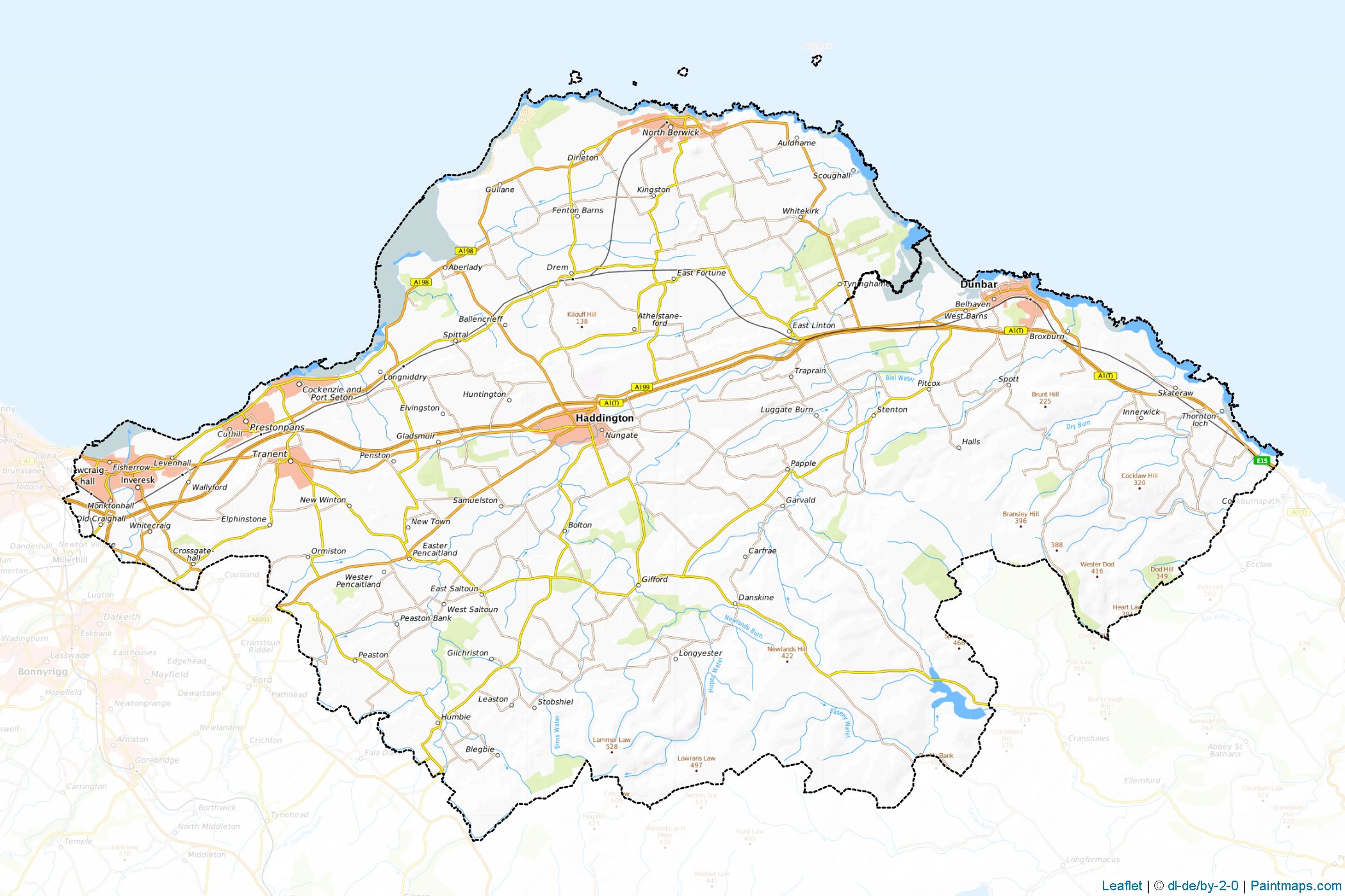 East Lothian (Scotland) Map Cropping Samples-1