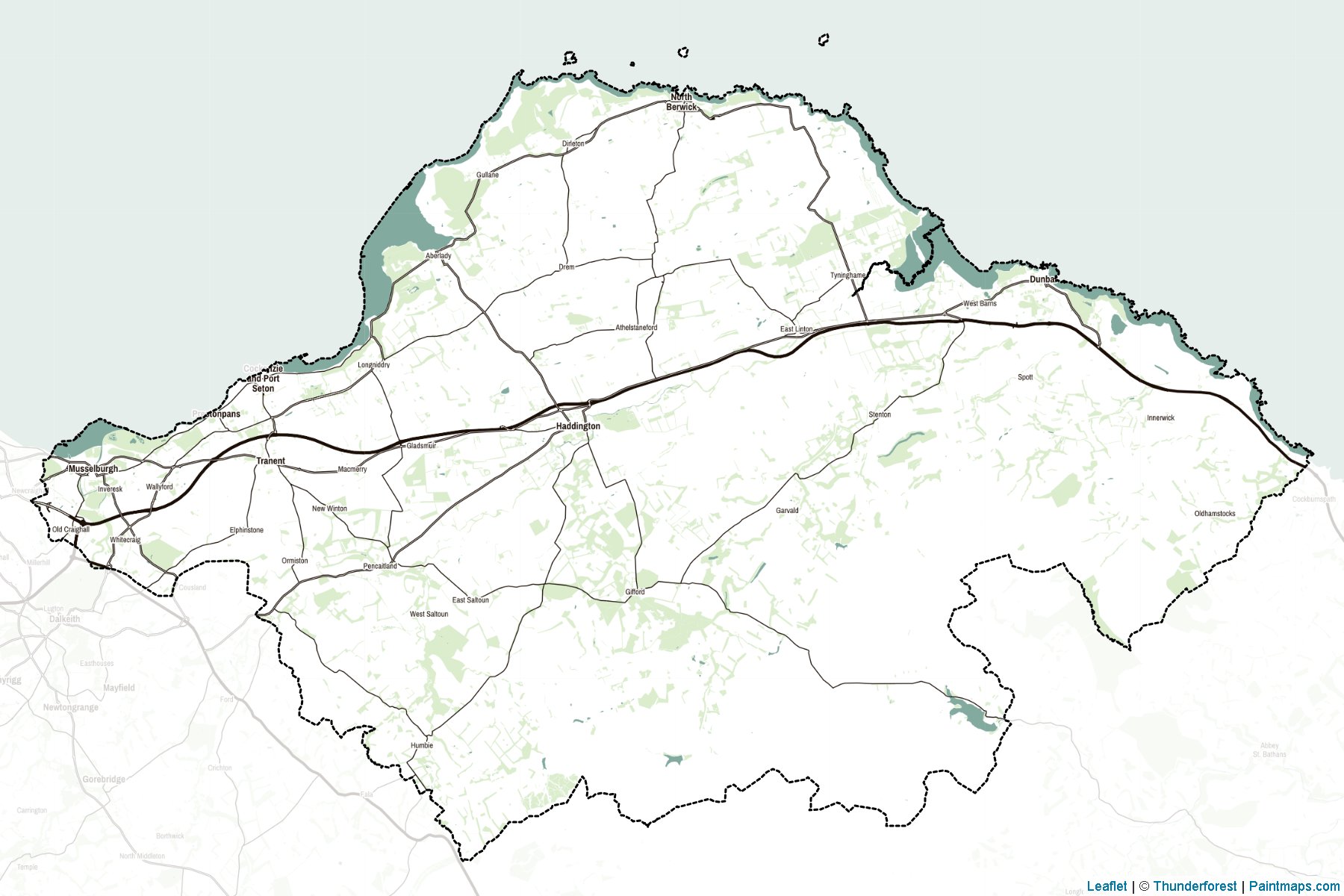 Muestras de recorte de mapas East Lothian (Scotland)-2