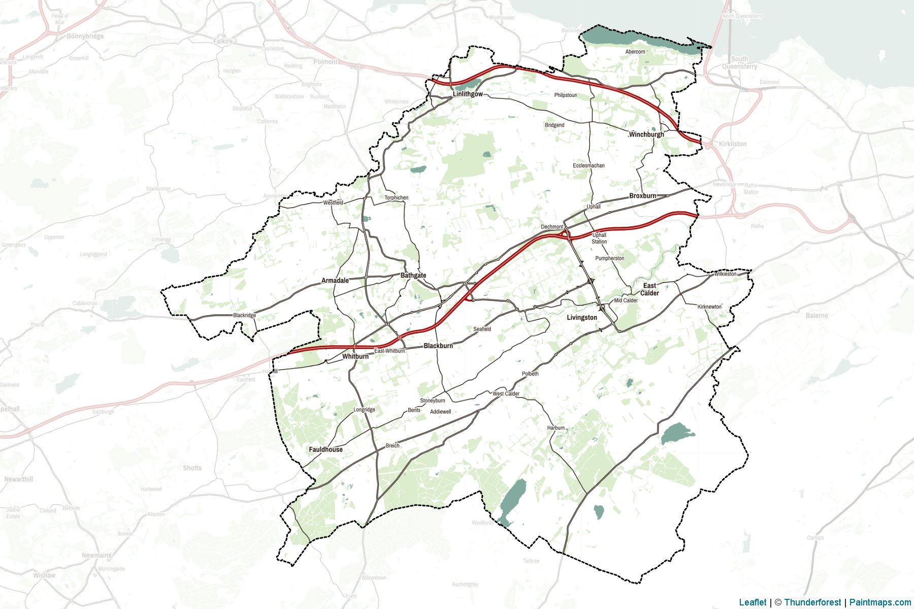 Muestras de recorte de mapas West Lothian (Scotland)-2