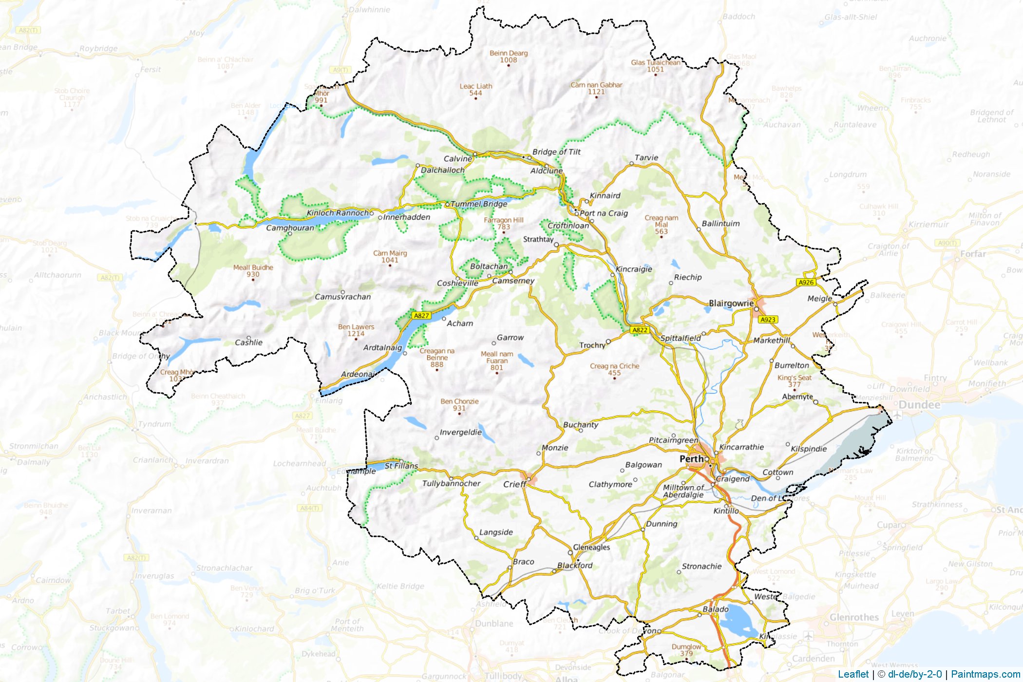 Muestras de recorte de mapas Perth and Kinross (Scotland)-1