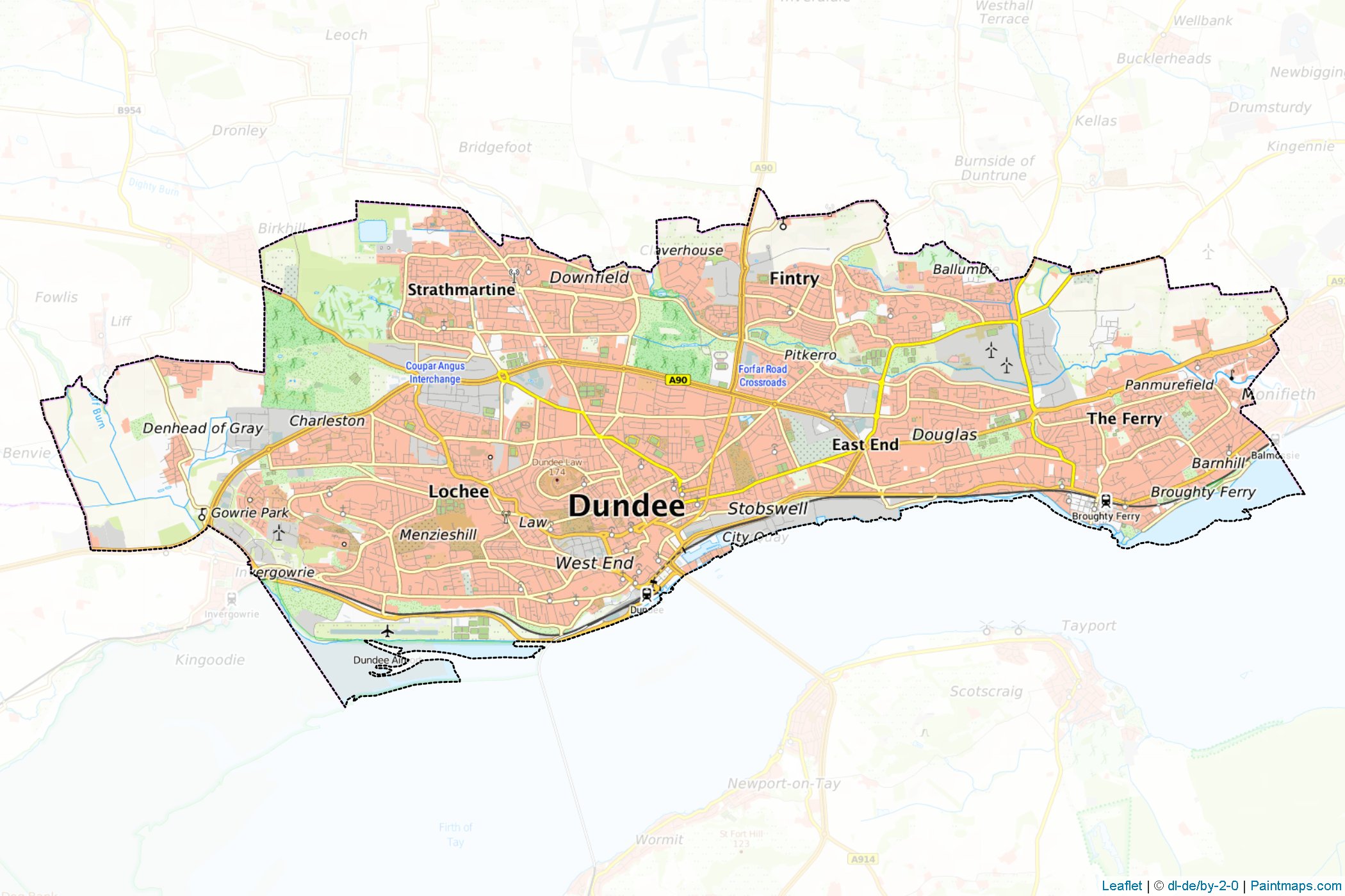 City of Dundee (Scotland) Map Cropping Samples-1