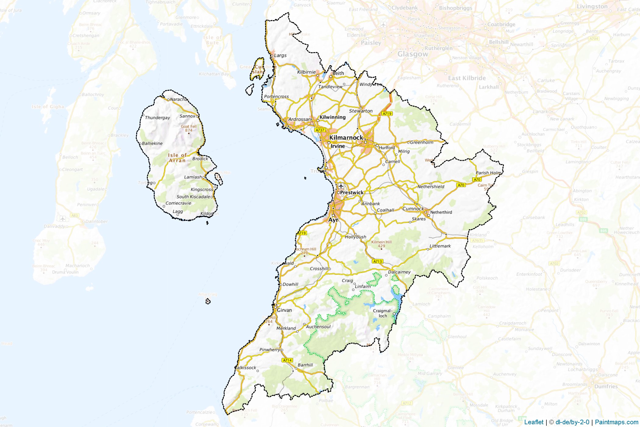 Ayrshire and Arran (Scotland) Map Cropping Samples-1