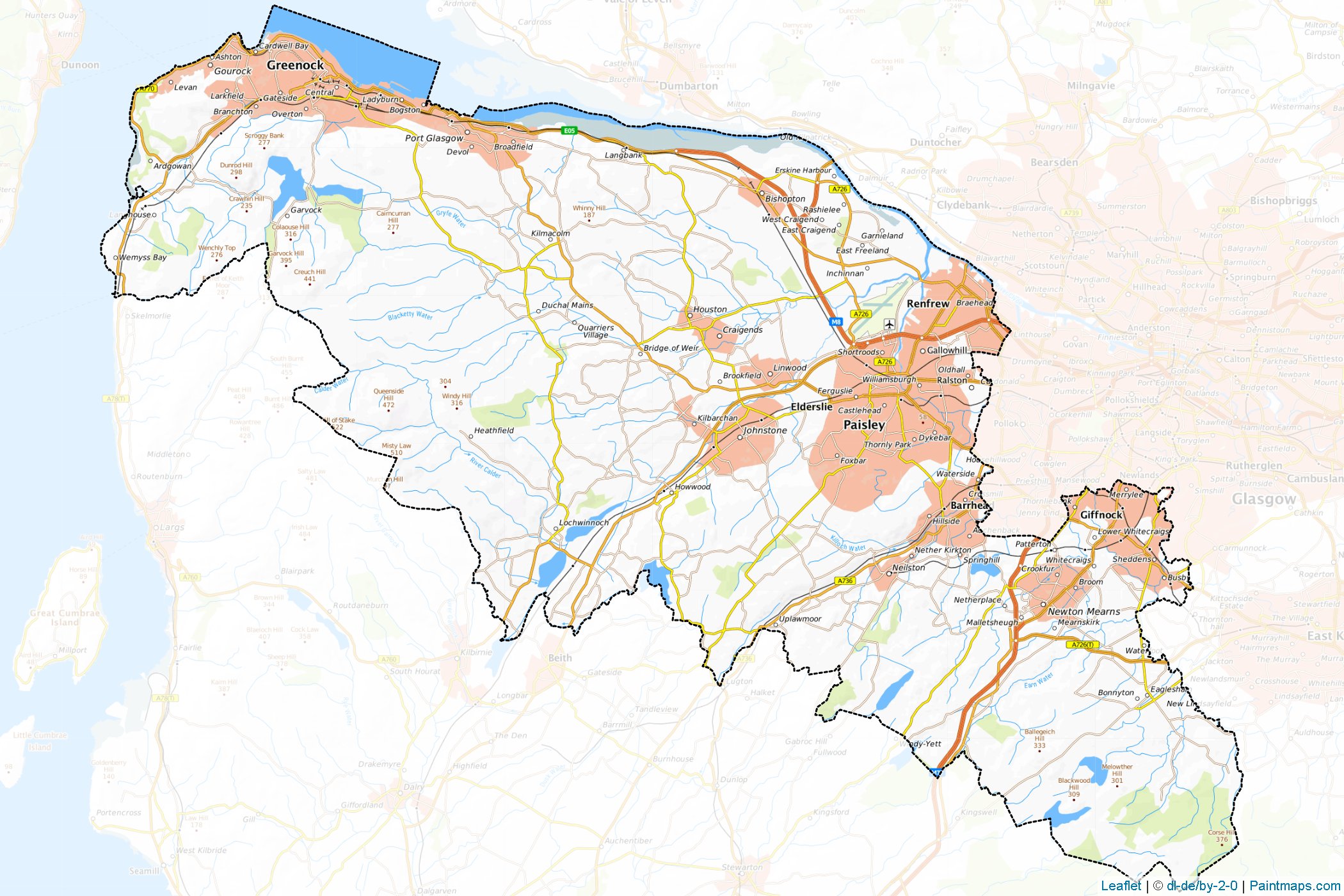 Renfrewshire (İskoçya) Haritası Örnekleri-1