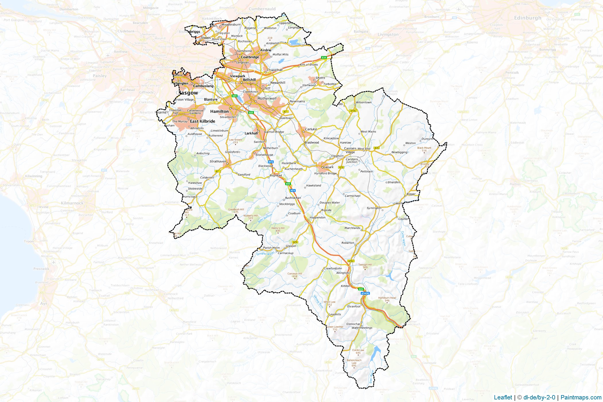 Muestras de recorte de mapas Lanarkshire (Scotland)-1