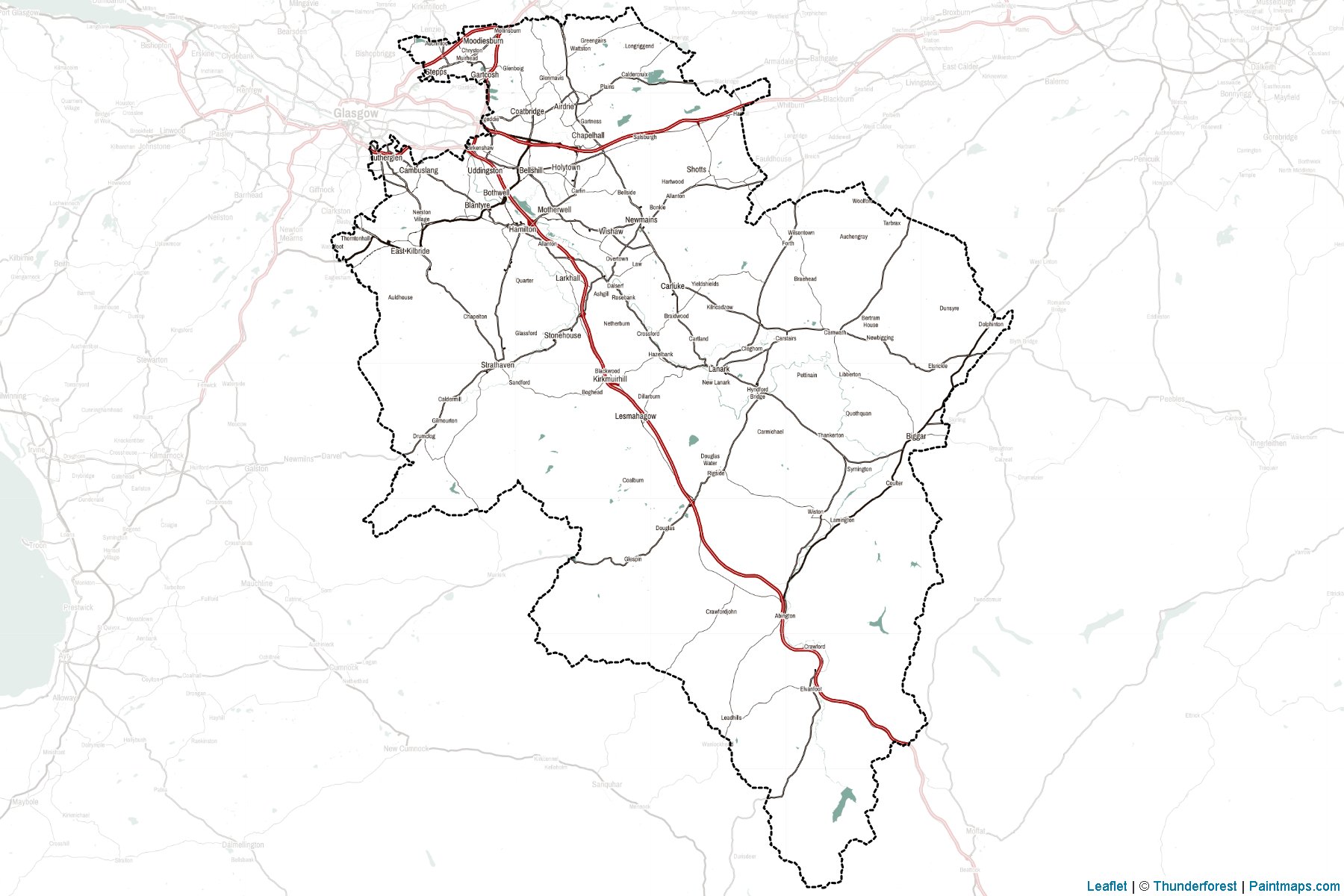 Muestras de recorte de mapas Lanarkshire (Scotland)-2