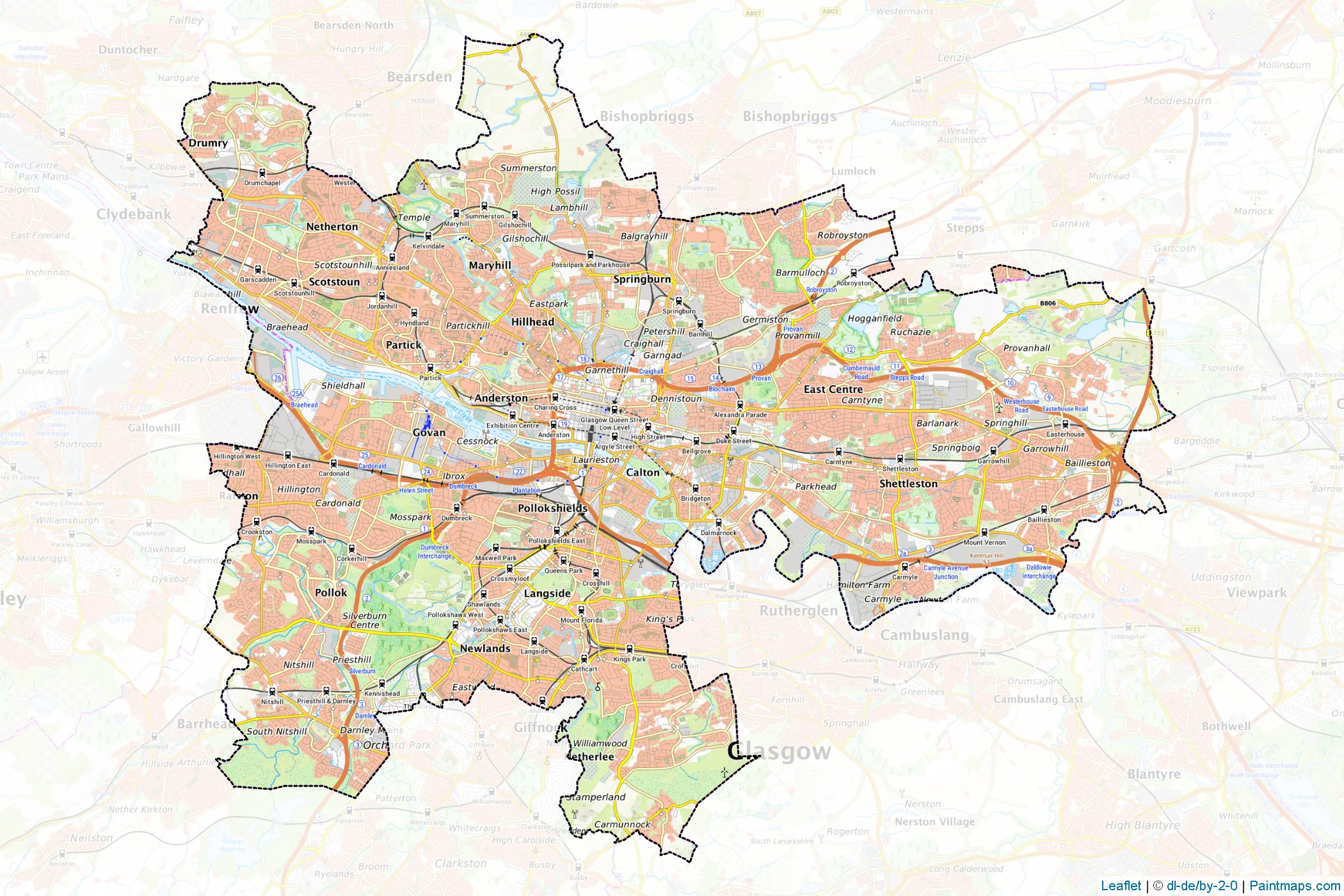 City of Glasgow (Scotland) Map Cropping Samples-1