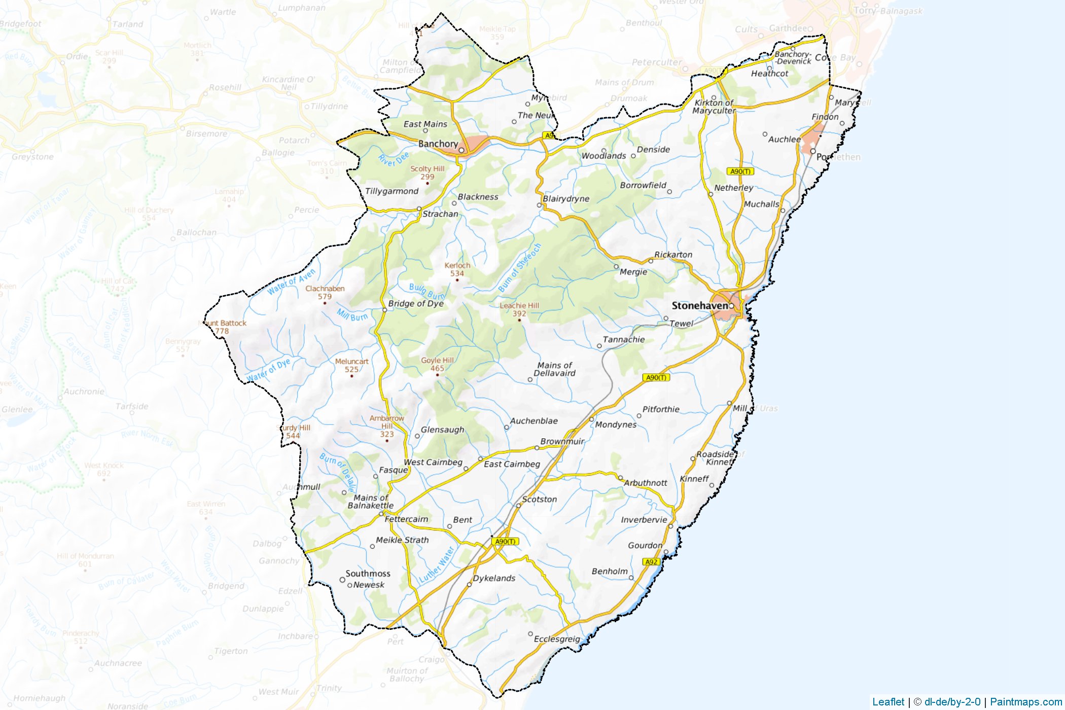 Kincardineshire (Scotland) Map Cropping Samples-1