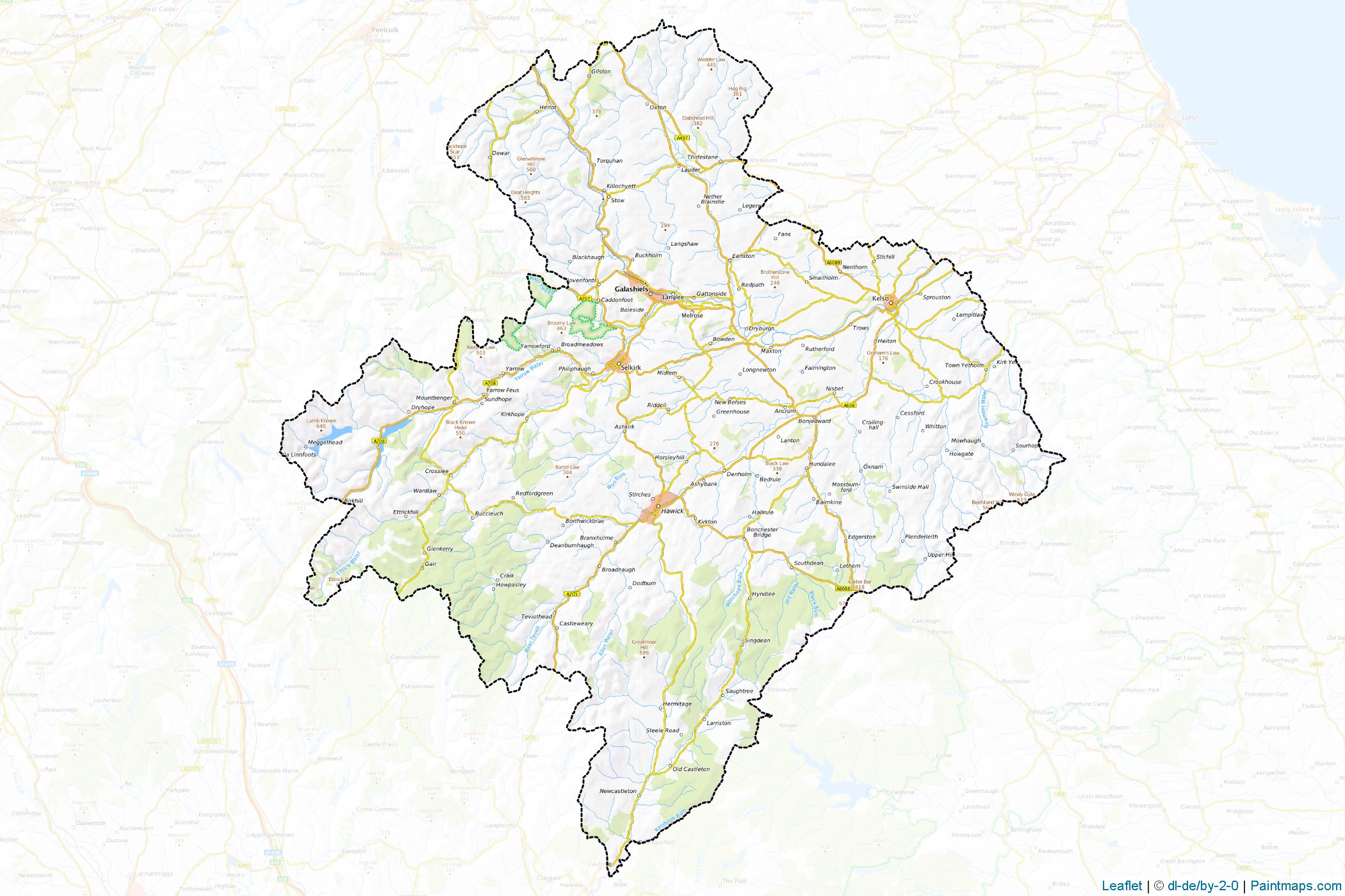 Muestras de recorte de mapas Roxburgh, Ettrick and Lauderdale (Scotland)-1