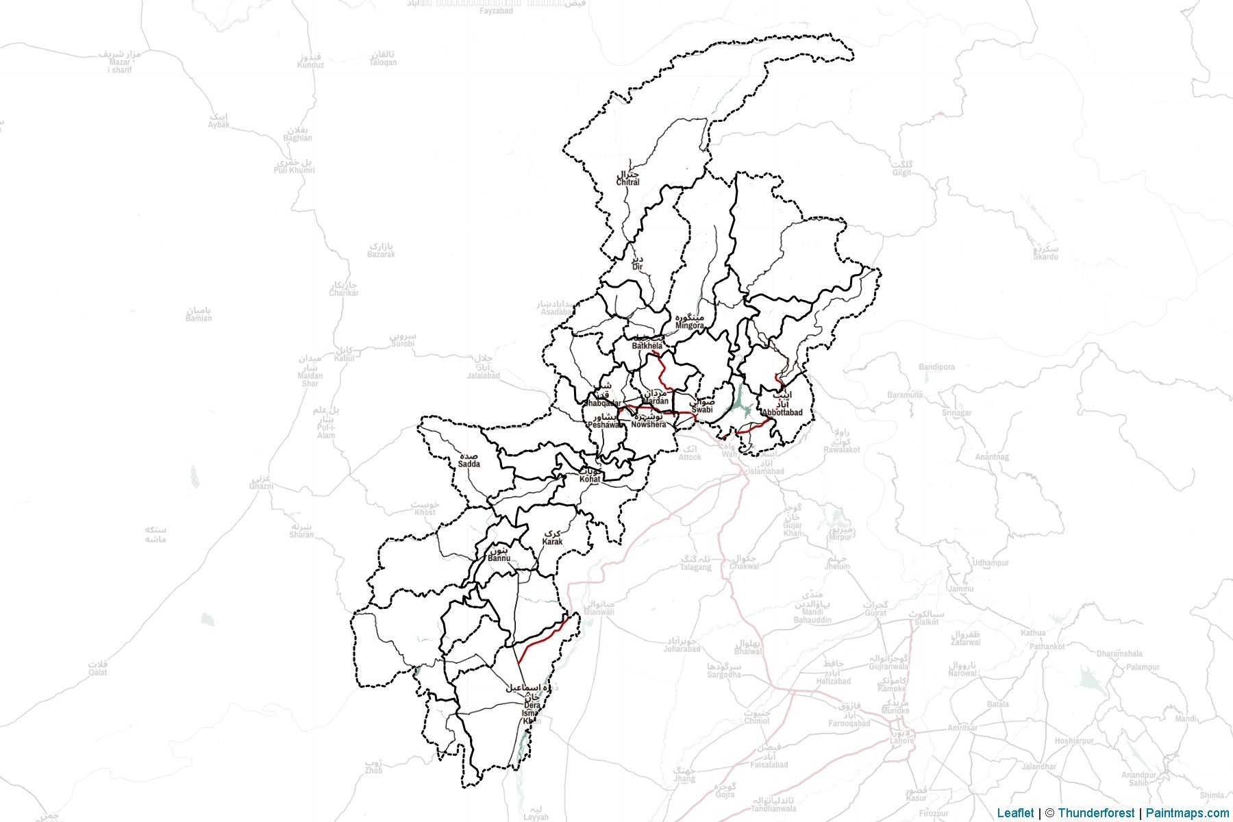 Muestras de recorte de mapas Khyber Pakhtunkhwa (Pakistán)-2