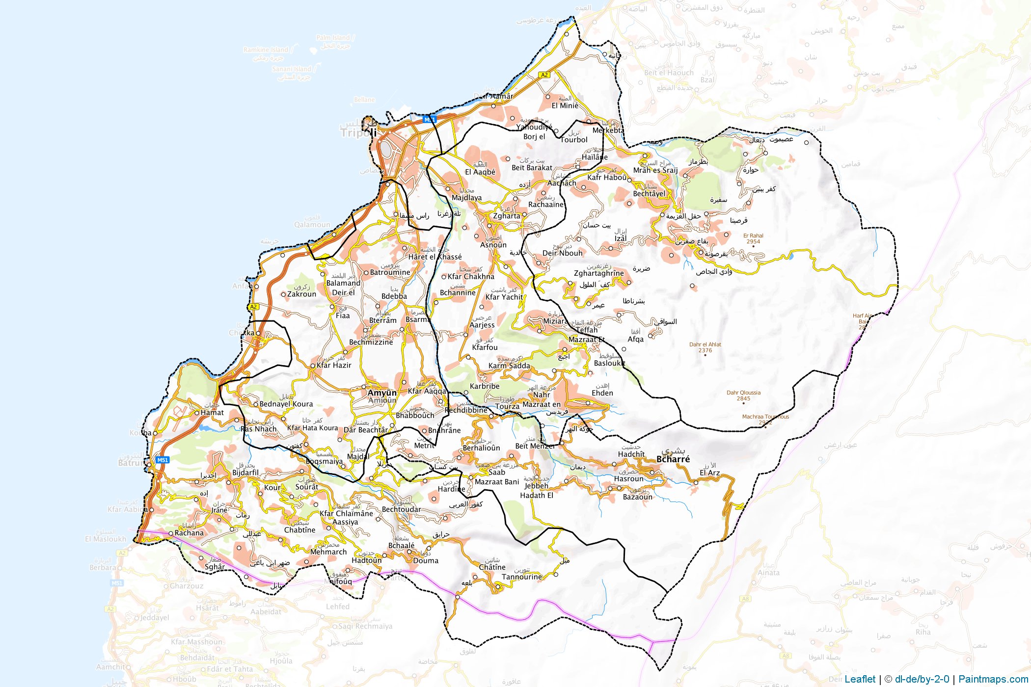 Muestras de recorte de mapas North Lebanon (Líbano)-1