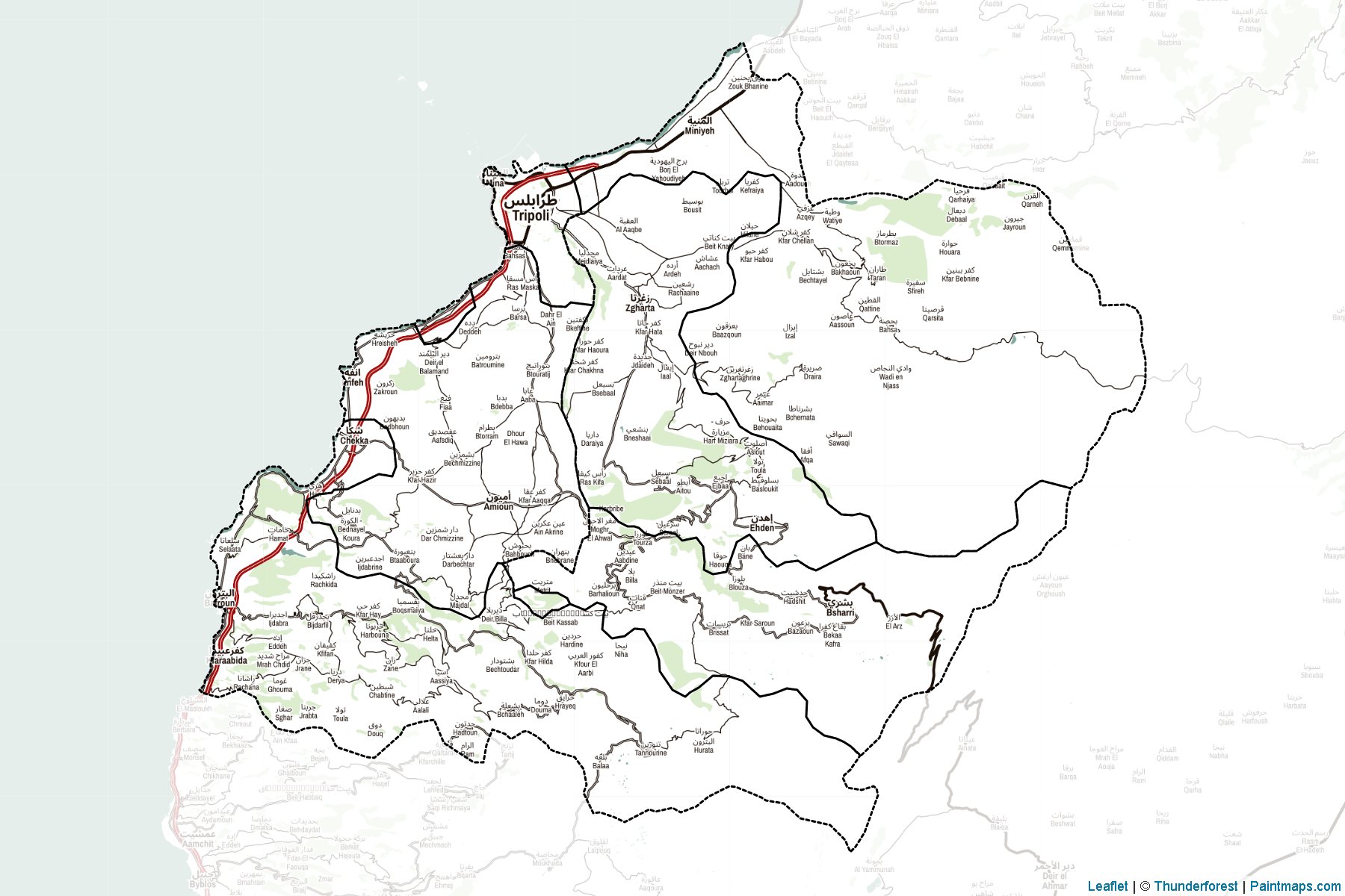 Muestras de recorte de mapas North Lebanon (Líbano)-2