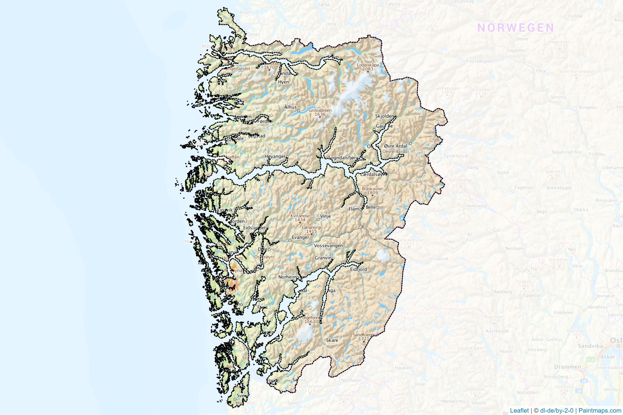 Vestland (Norveç) Haritası Örnekleri-1