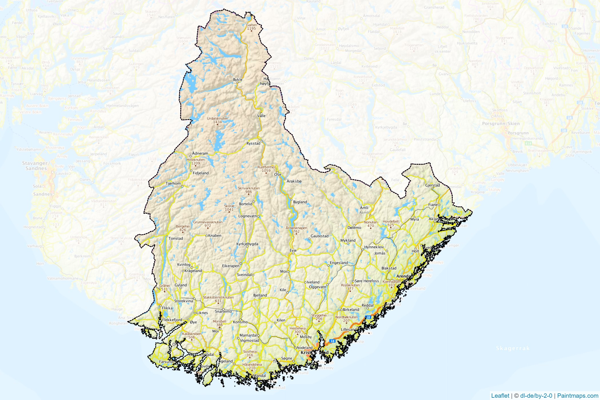 Muestras de recorte de mapas Agder (Noruega)-1