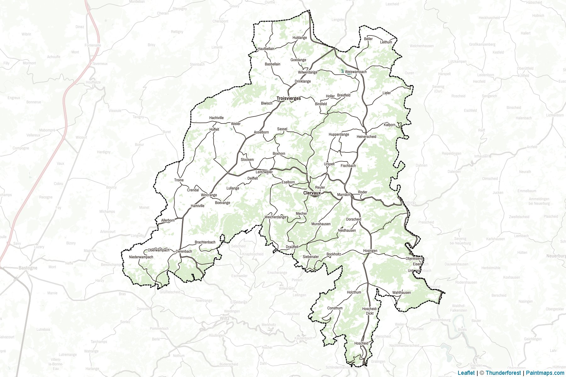 Muestras de recorte de mapas Clervaux (Luxemburgo)-2