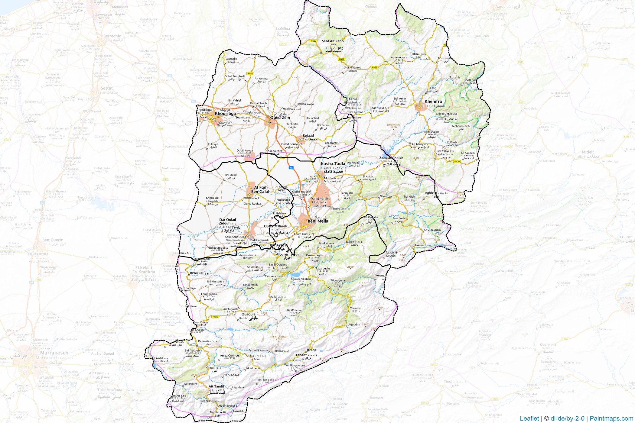 Muestras de recorte de mapas Béni Mellal-Khénifra (Marruecos)-1