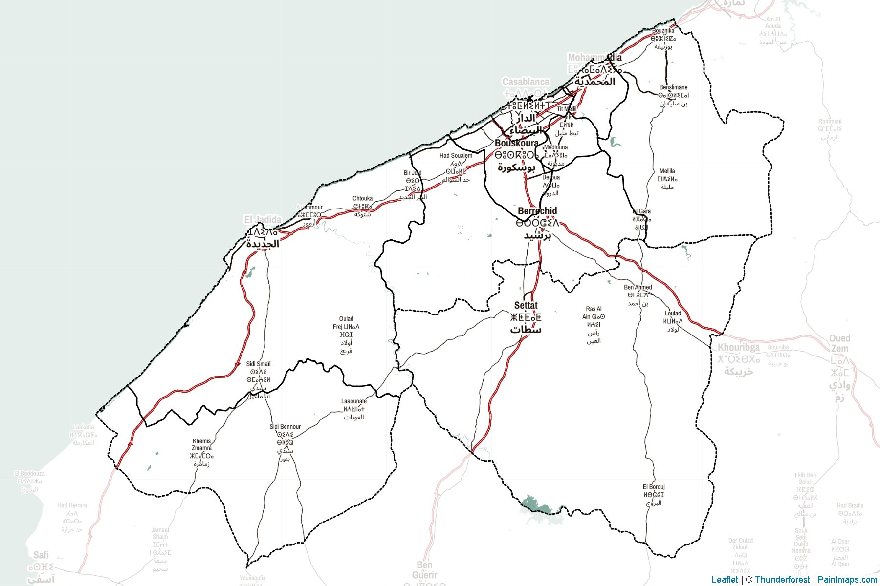 Muestras de recorte de mapas Casablanca-Settat (Marruecos)-2