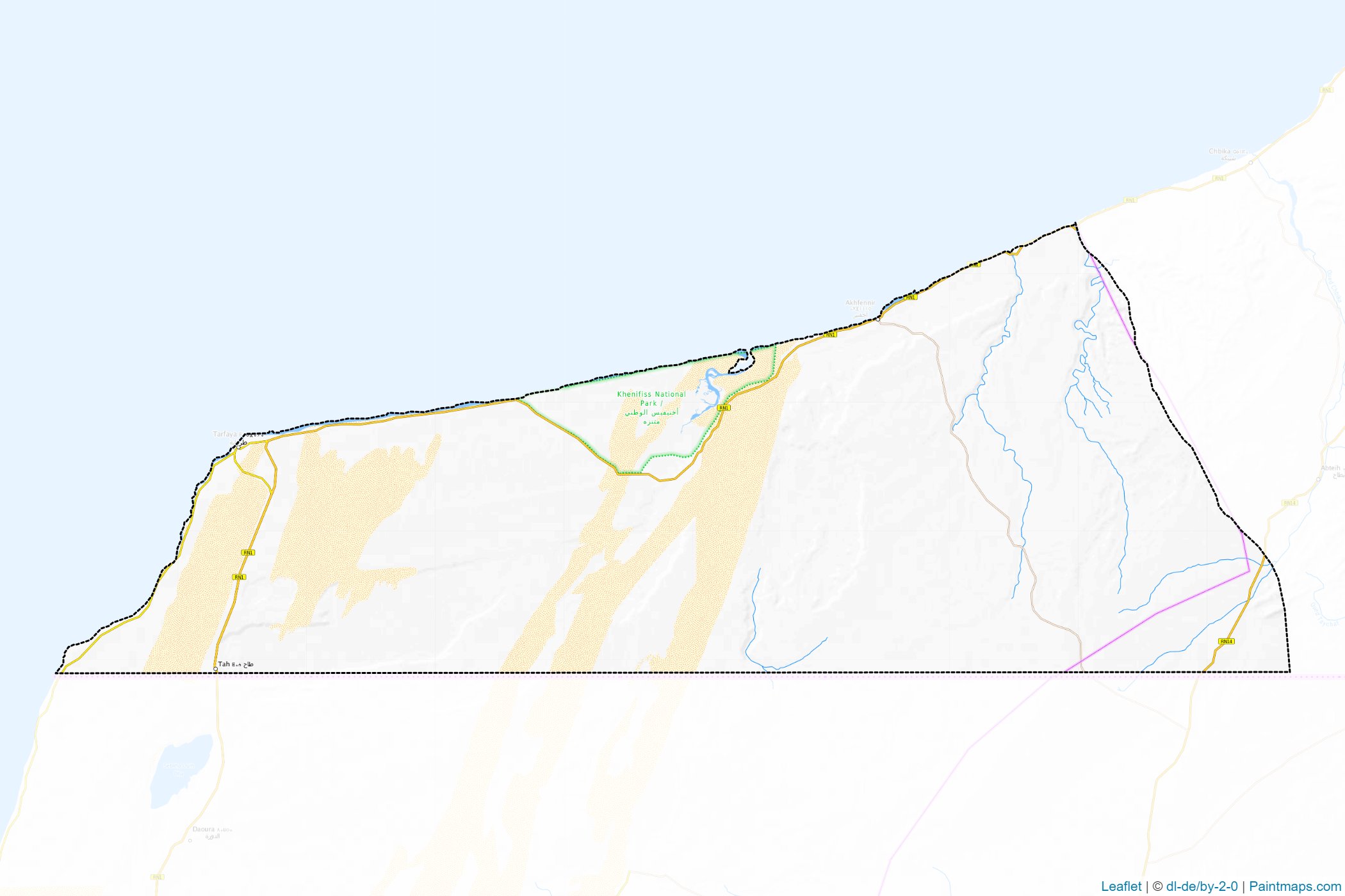 Muestras de recorte de mapas Laâyoune-Sakia El Hamra (Marruecos)-1