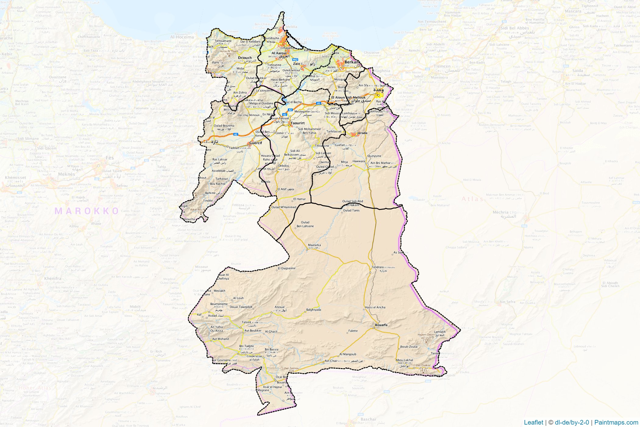 Muestras de recorte de mapas Oriental (Marruecos)-1