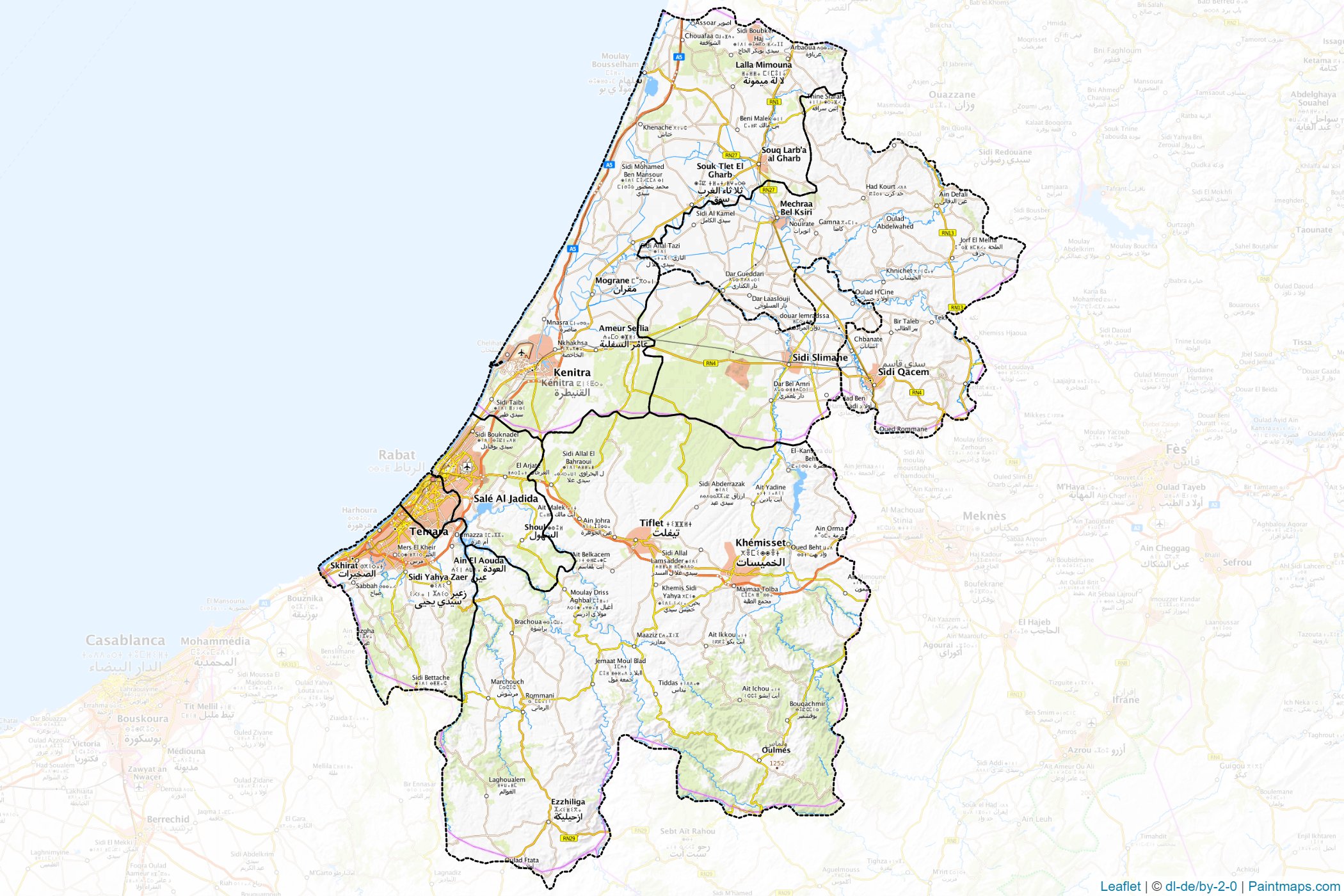 Muestras de recorte de mapas Rabat-Salé-Kénitra (Marruecos)-1