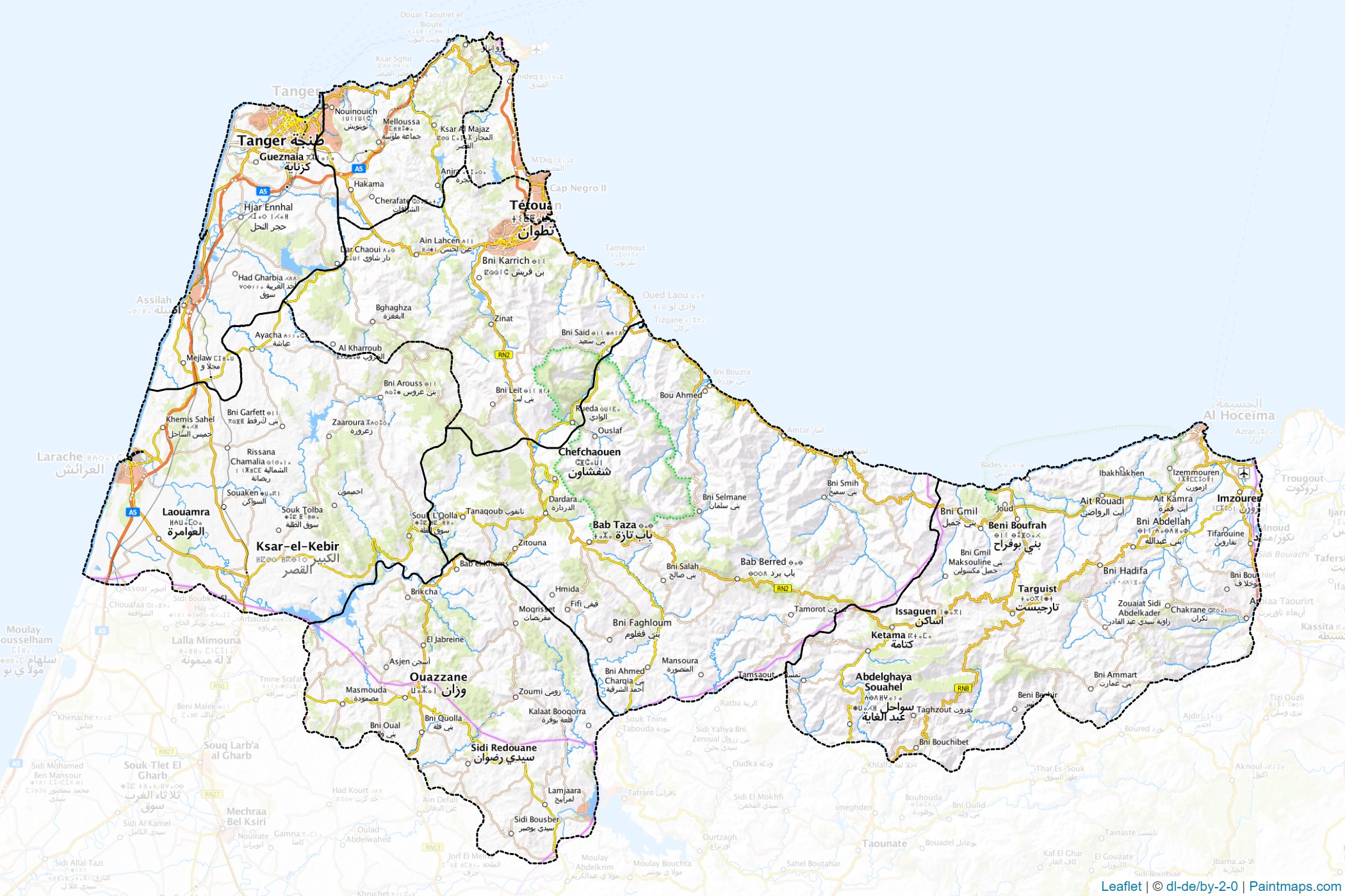 Muestras de recorte de mapas Tanger-Tetouan-Al Hoceima (Marruecos)-1