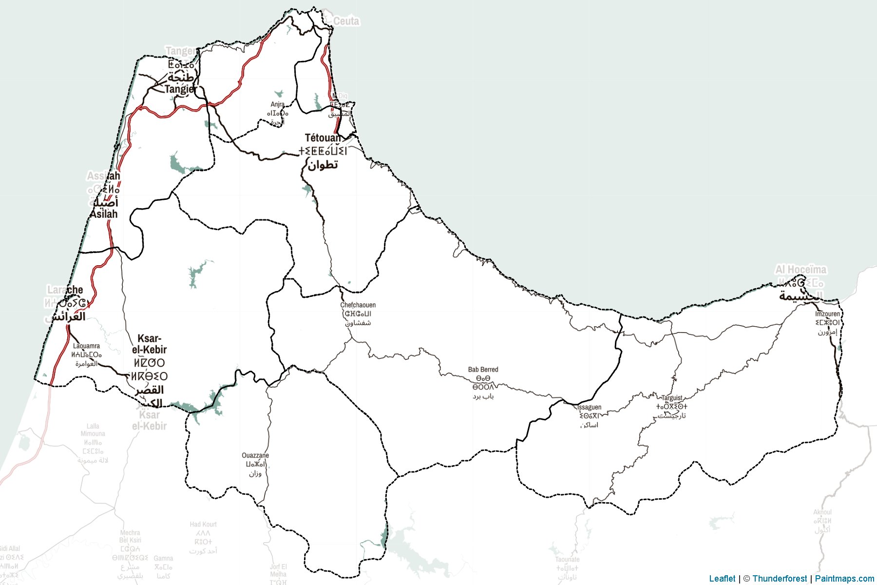 Muestras de recorte de mapas Tanger-Tetouan-Al Hoceima (Marruecos)-2