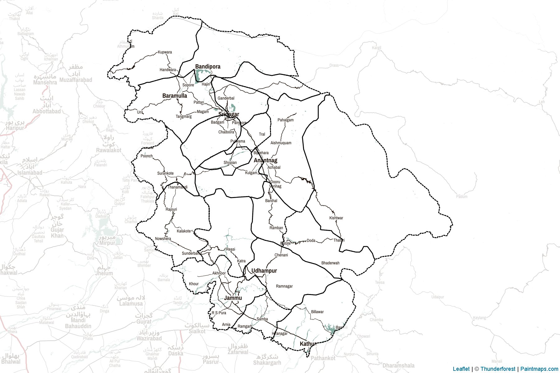 Jammu and Kashmir (India) Map Cropping Samples-2