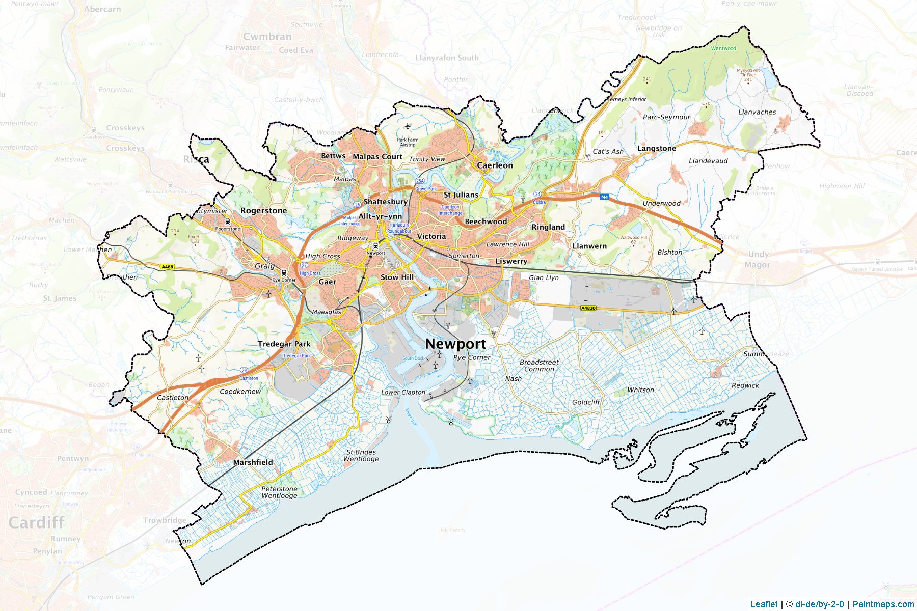 Muestras de recorte de mapas Newport (Wales)-1