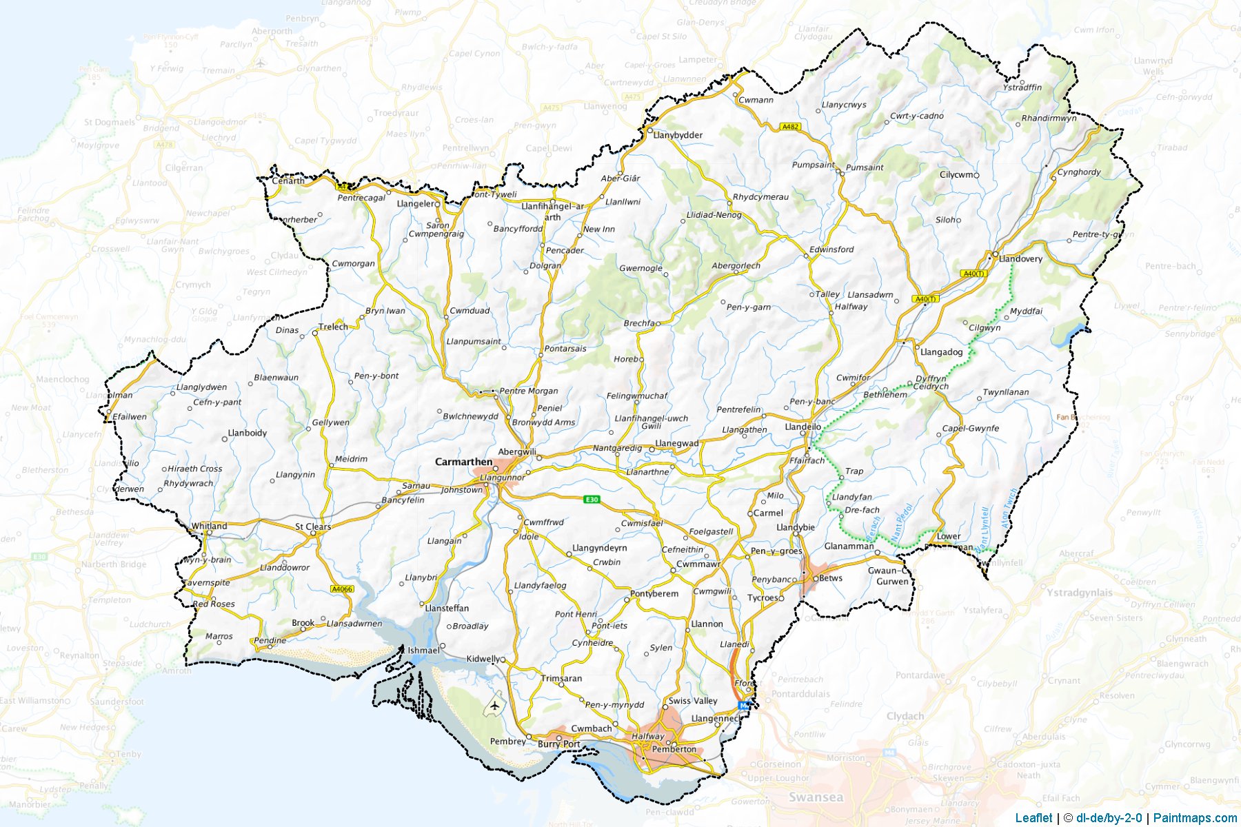 Carmarthenshire (Wales) Map Cropping Samples-1