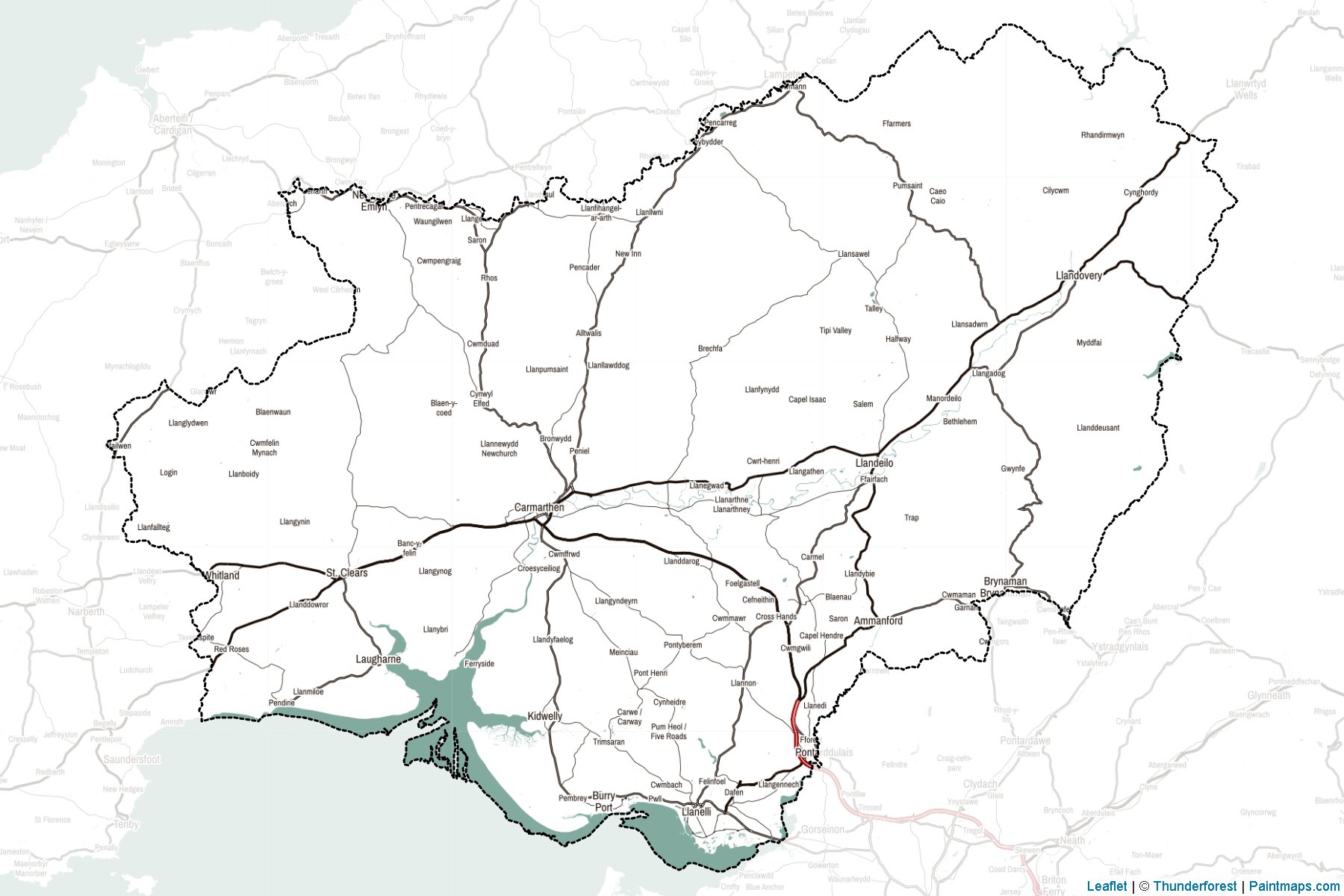 Carmarthenshire (Wales) Map Cropping Samples-2