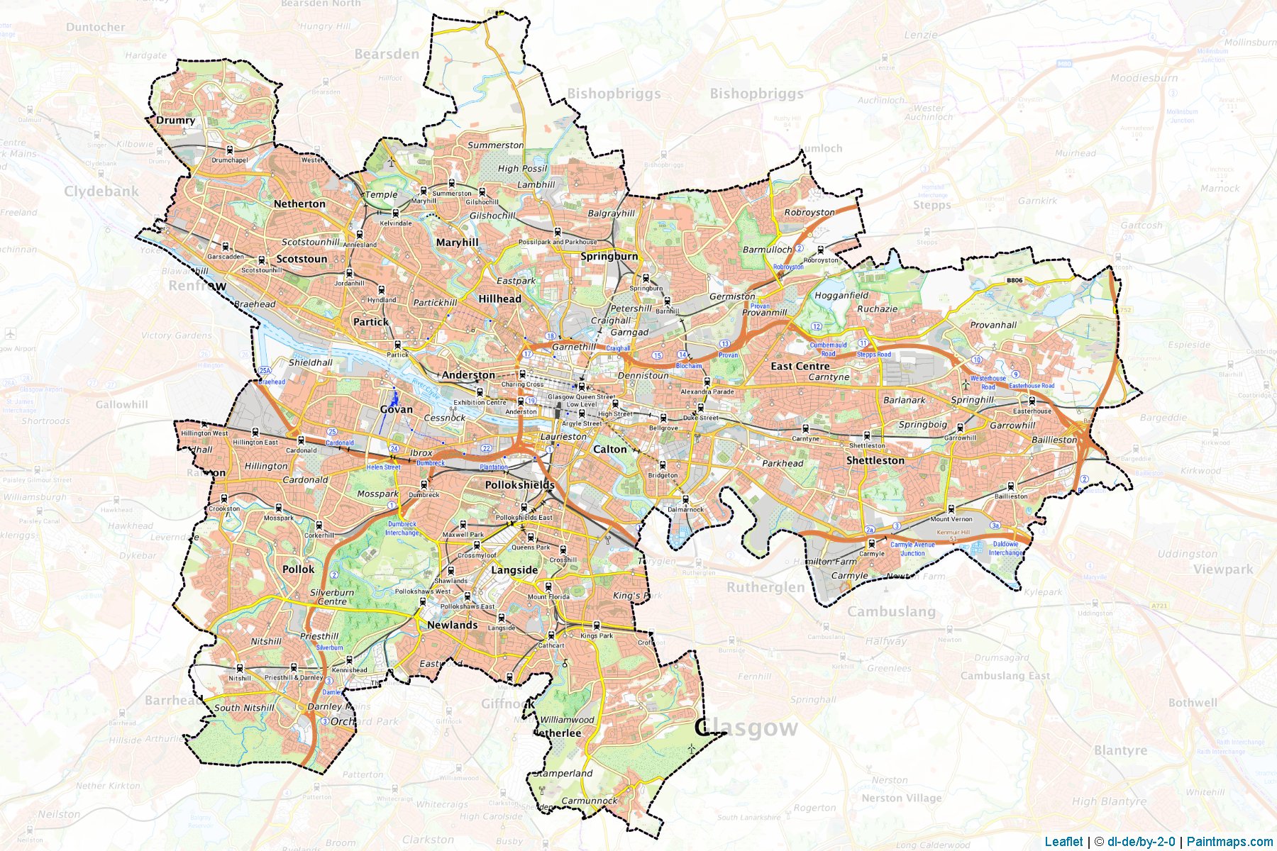 Glasgow City (Scotland) Map Cropping Samples-1