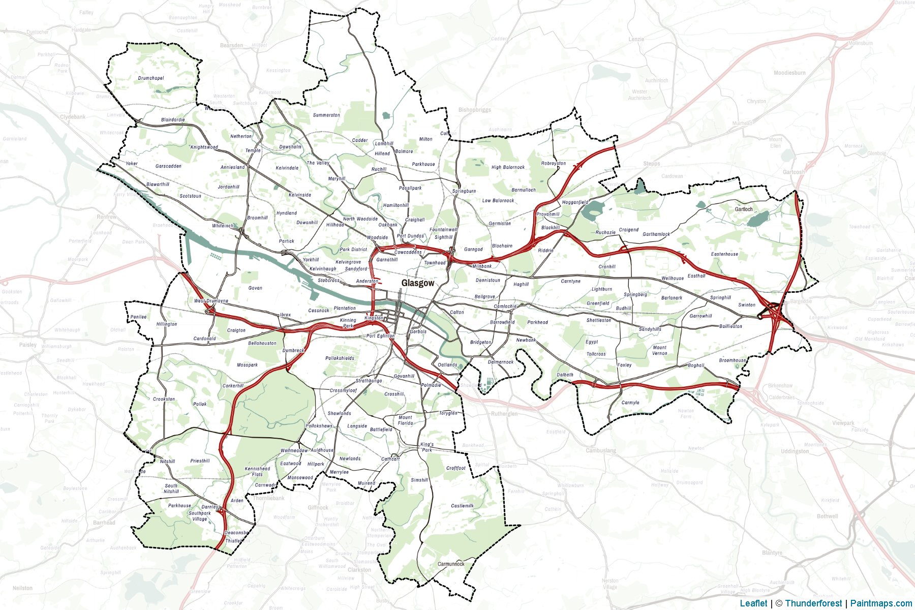 Glasgow City (Scotland) Map Cropping Samples-2