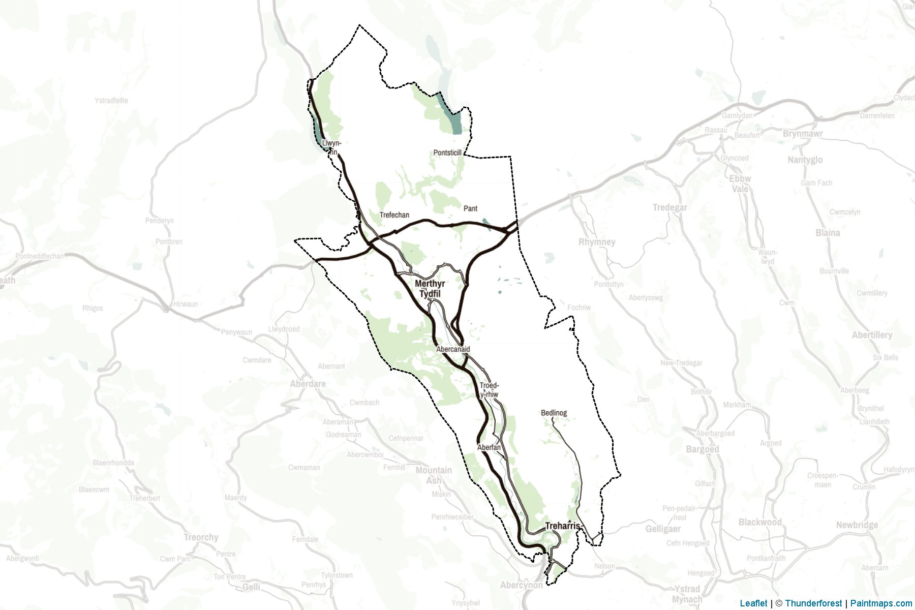 Muestras de recorte de mapas Merthyr Tydfil (Wales)-2