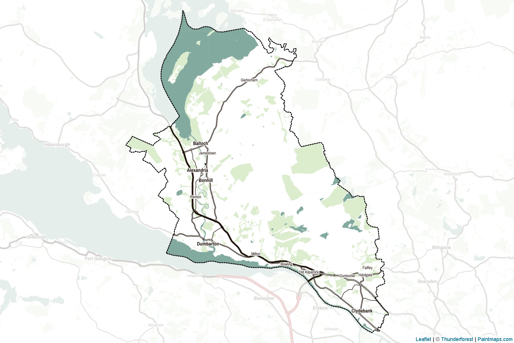 West Dunbartonshire (İskoçya) Haritası Örnekleri-2