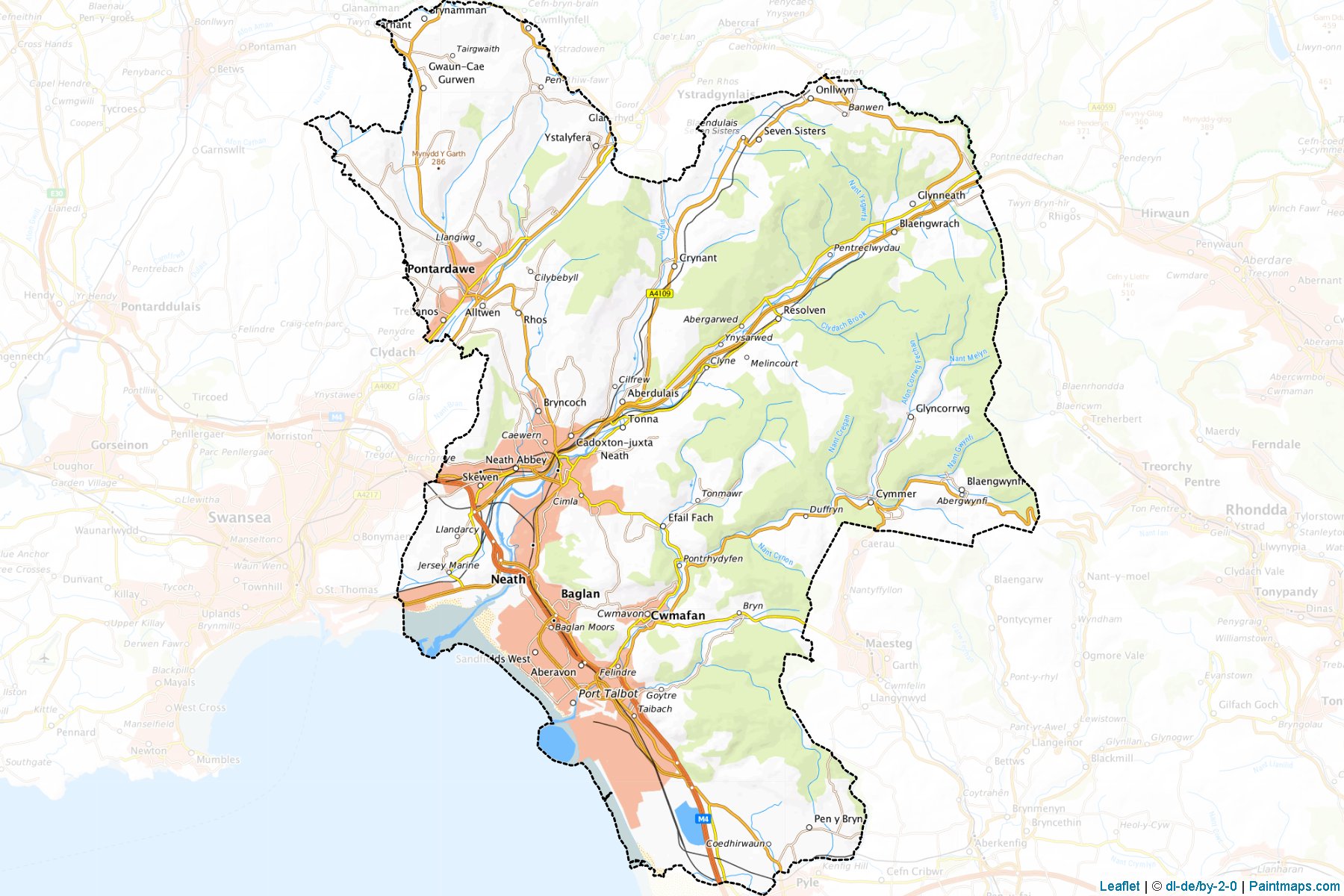 Muestras de recorte de mapas Neath Port Talbot (Wales)-1