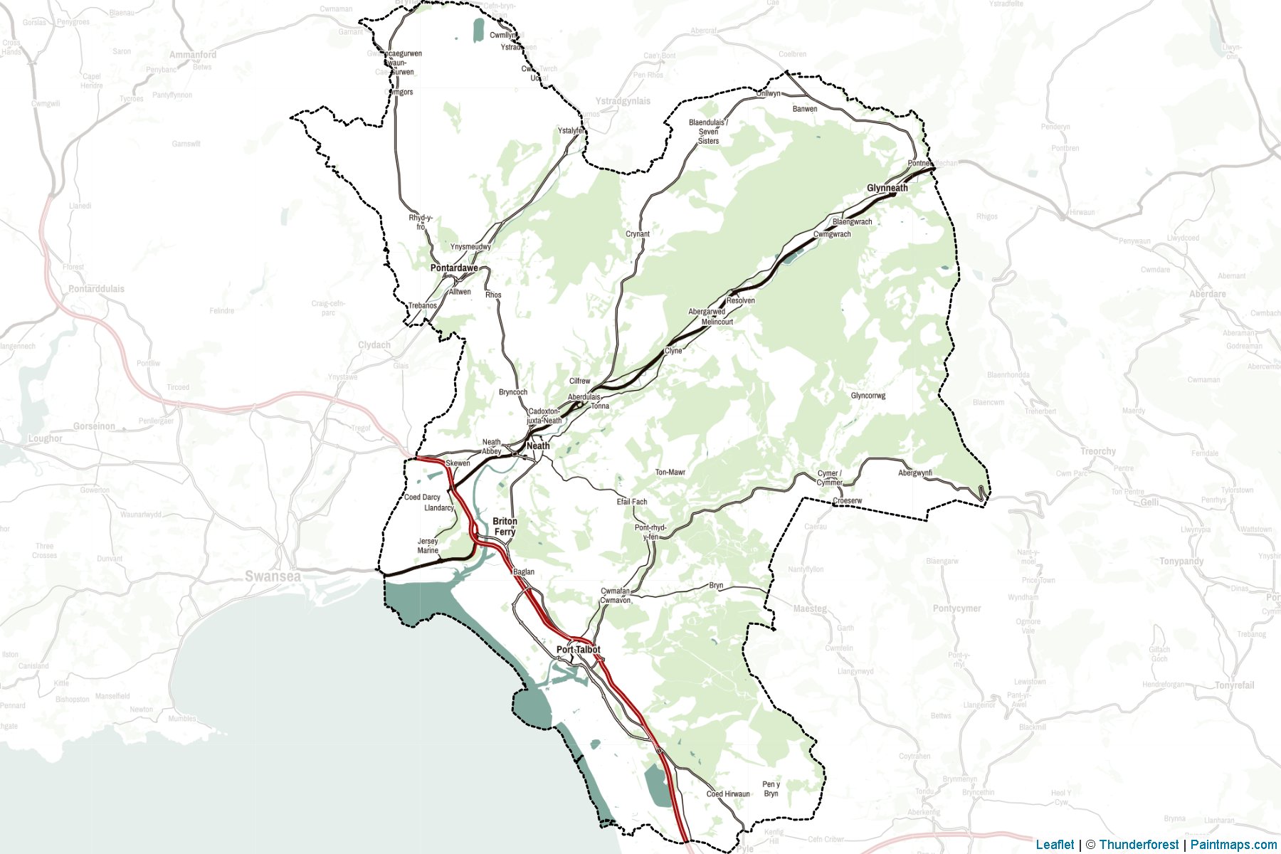 Muestras de recorte de mapas Neath Port Talbot (Wales)-2