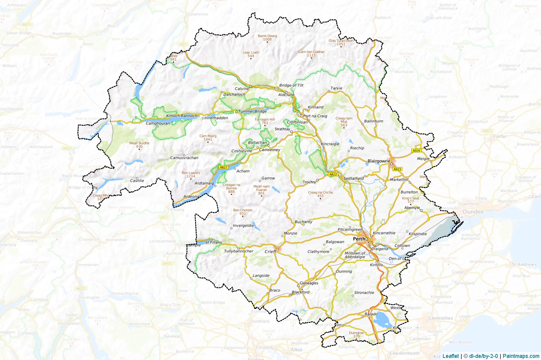 Perth and Kinross (Scotland) Map Cropping Samples-1