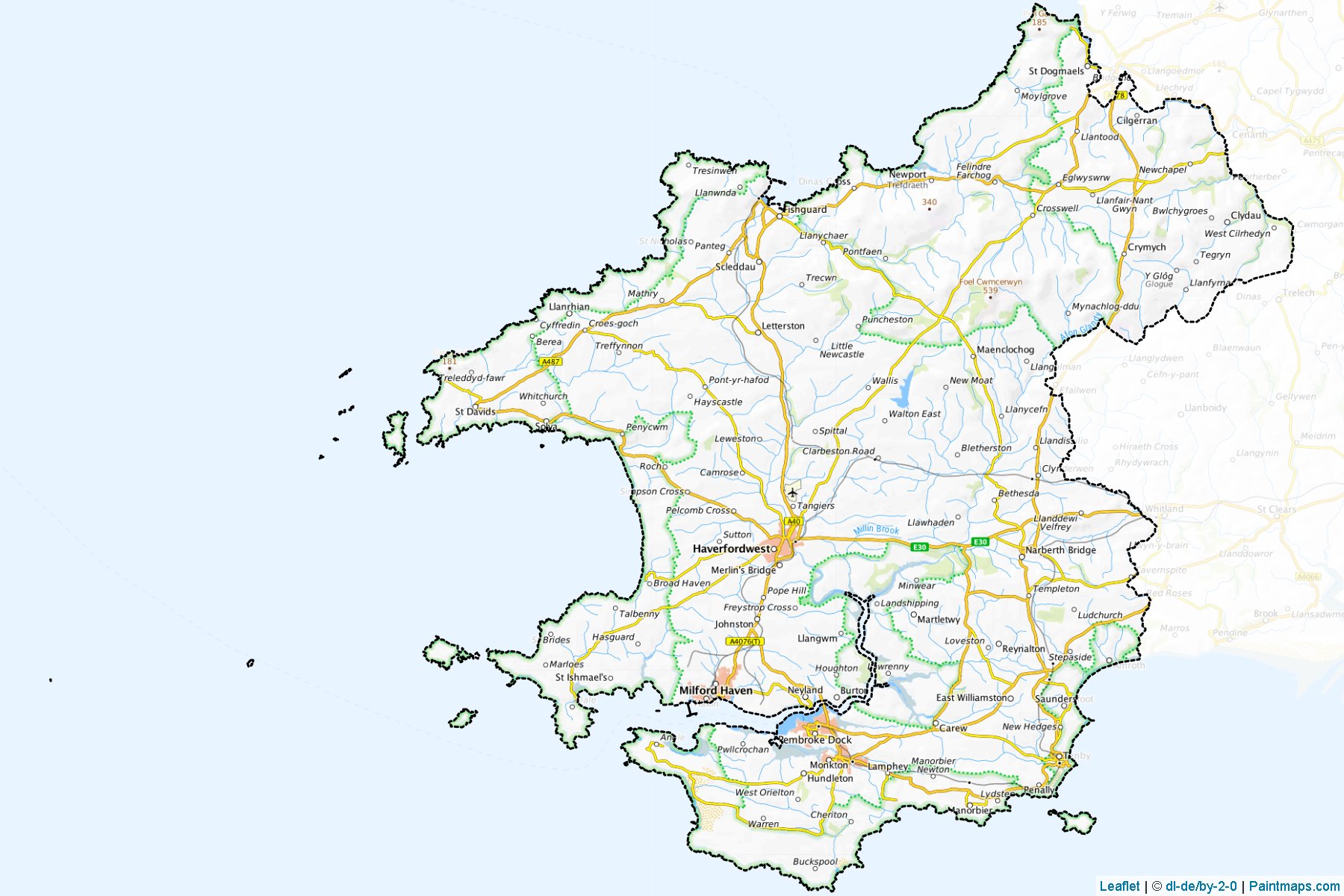 Muestras de recorte de mapas Pembrokeshire (Wales)-1