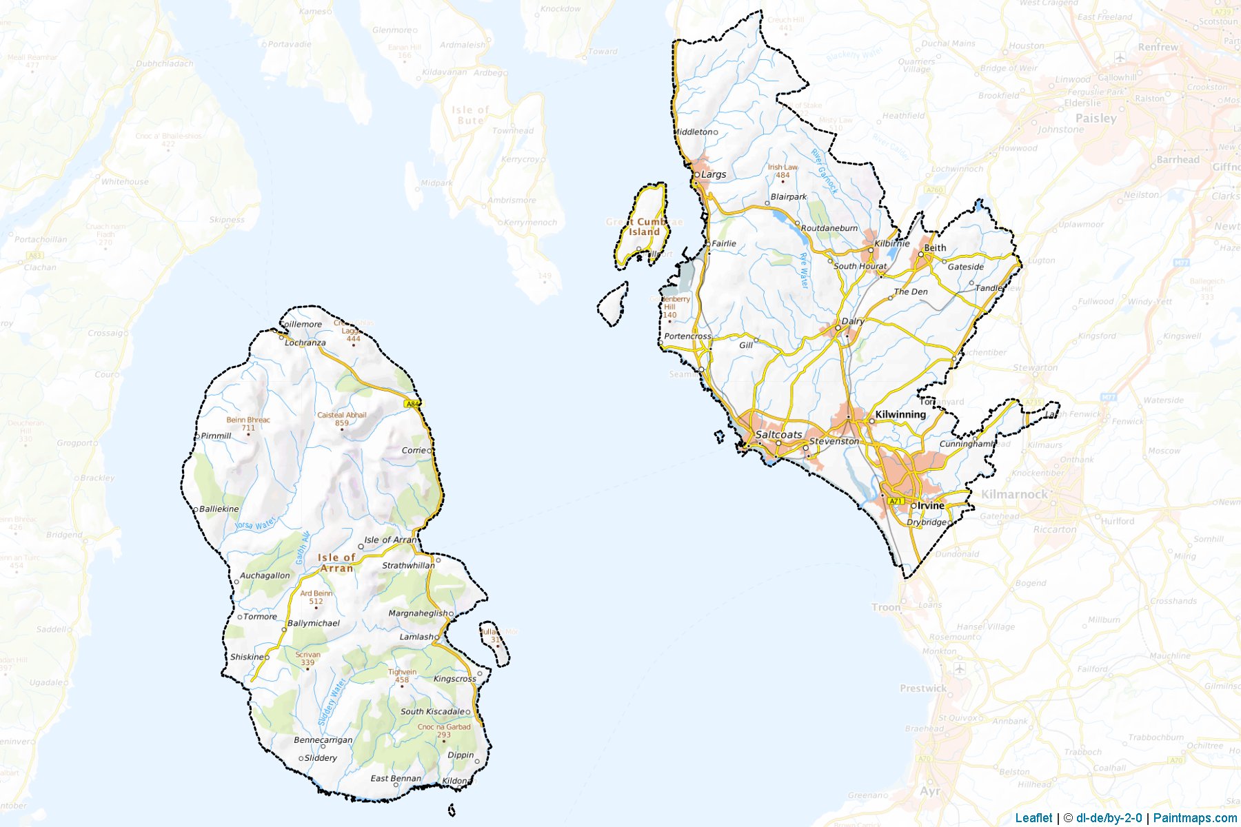 North Ayrshire (Scotland) Map Cropping Samples-1