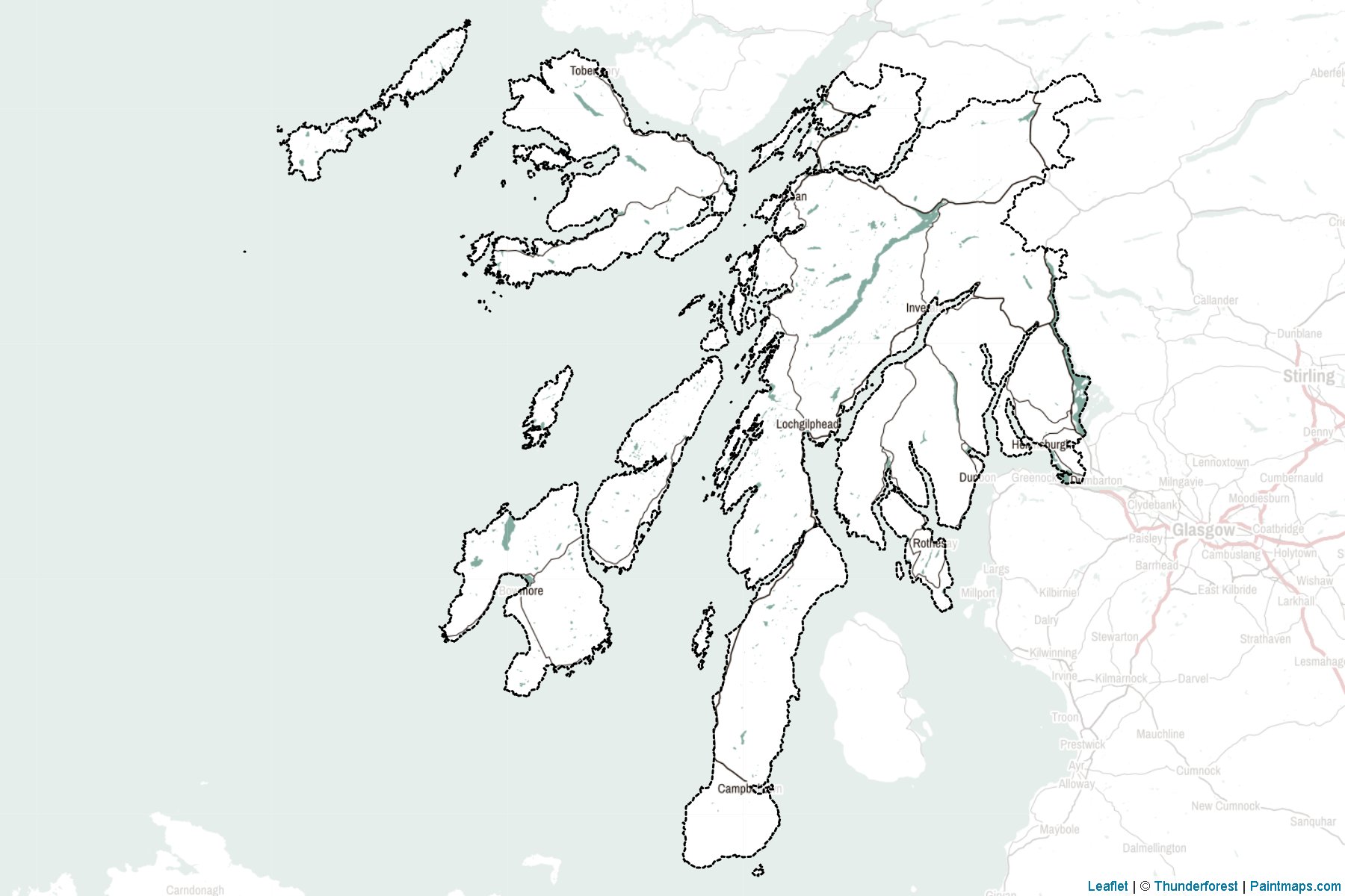 Muestras de recorte de mapas Argyll and Bute (Scotland)-2