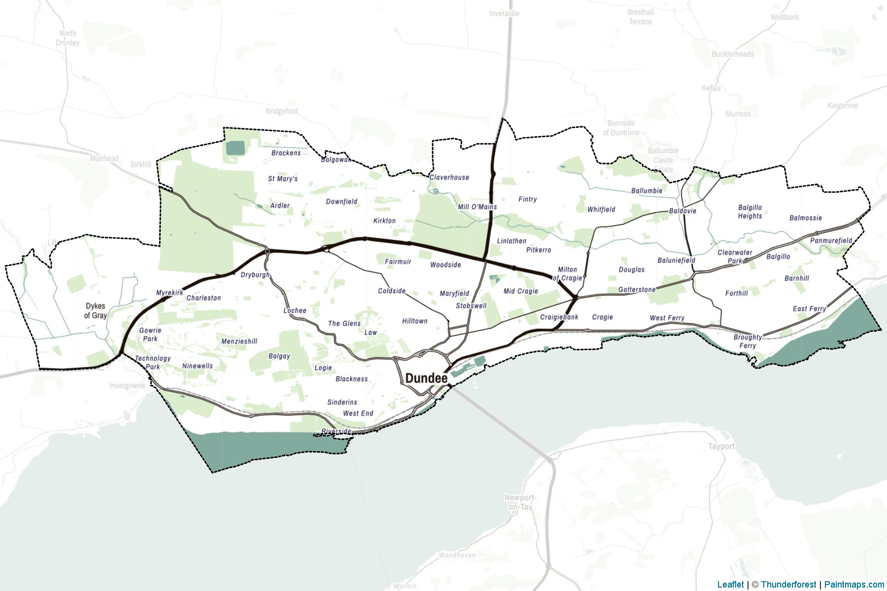 Dundee City (Scotland) Map Cropping Samples-2