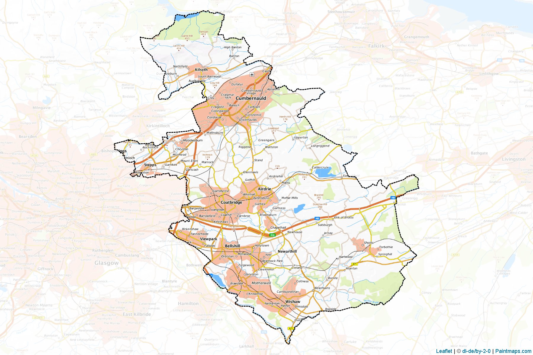 North Lanarkshire (Scotland) Map Cropping Samples-1