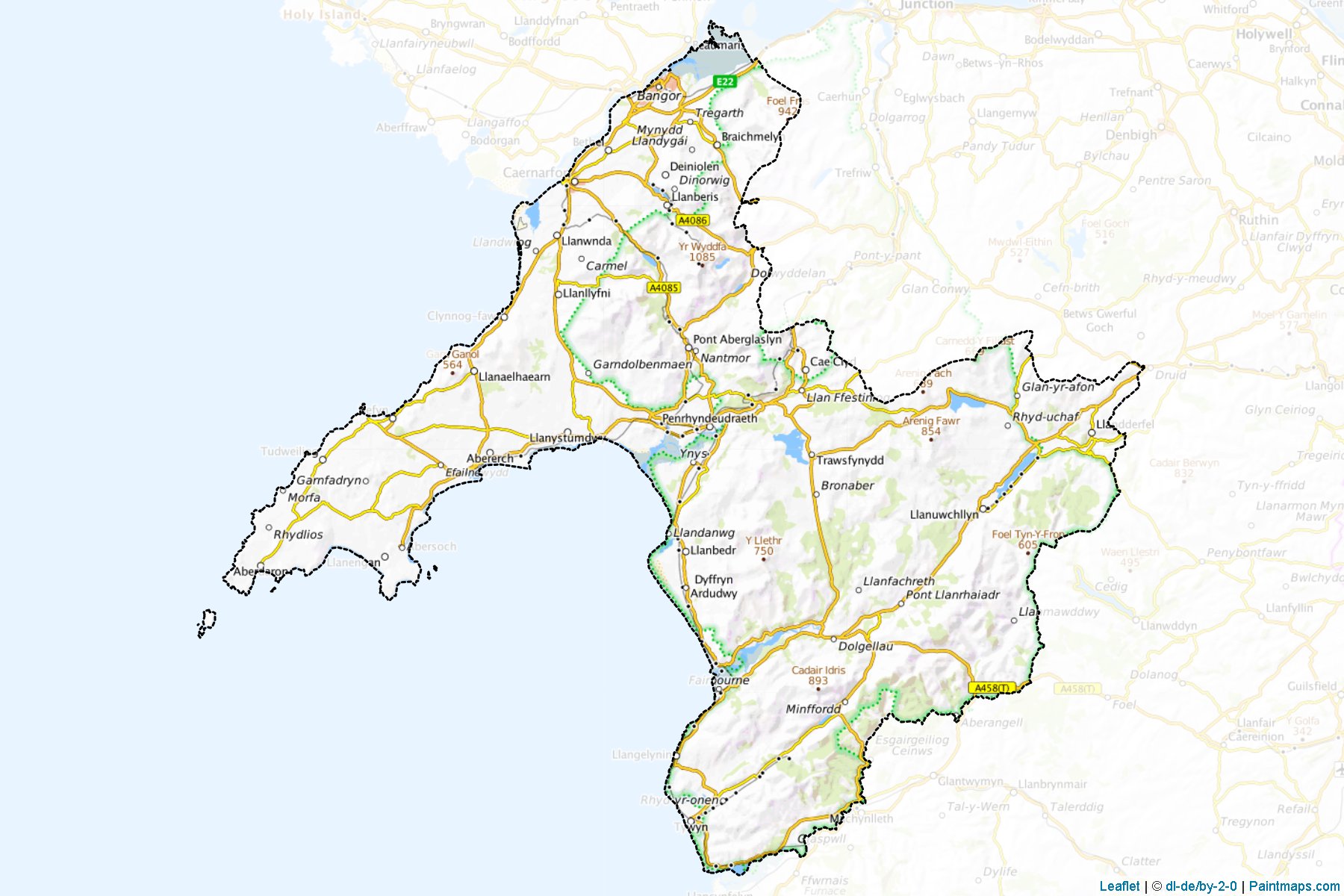 Muestras de recorte de mapas Gwynedd (Wales)-1